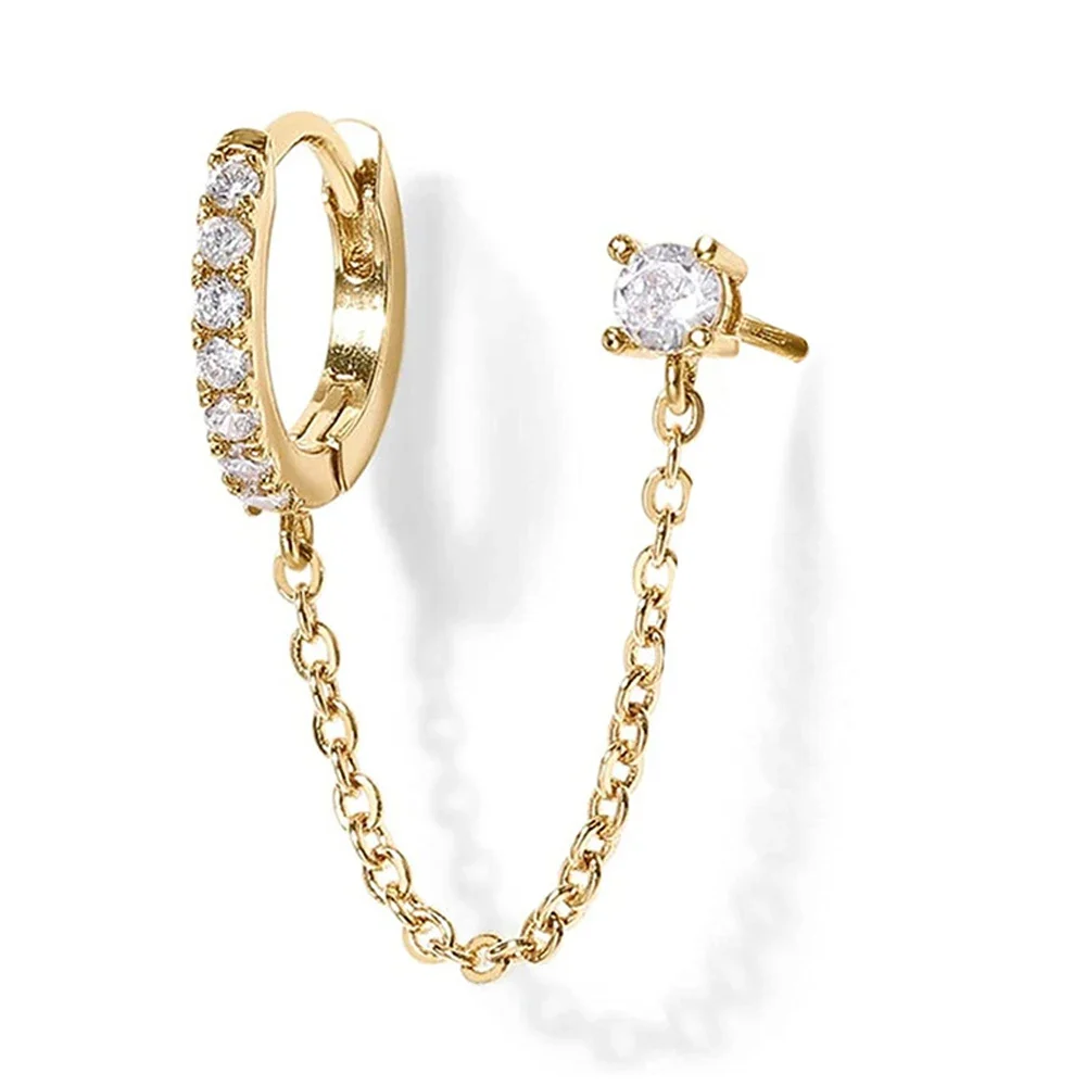 Pavoi Gold Plated Cubic Zirconia Chain Drop Earrings image 10