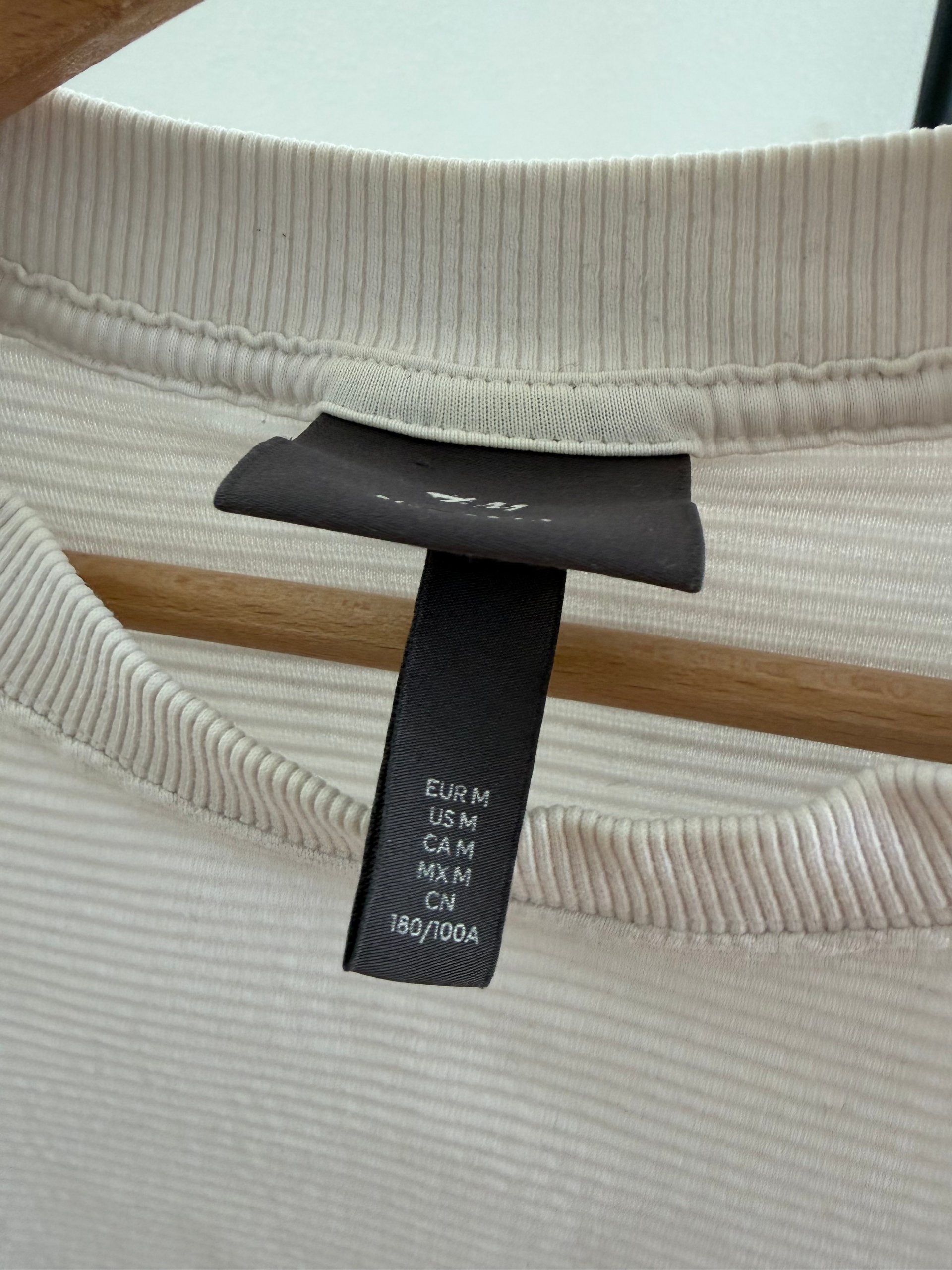 H&M Men's Beige Ribbed Regular Fit Sweatshirt Medium image 3