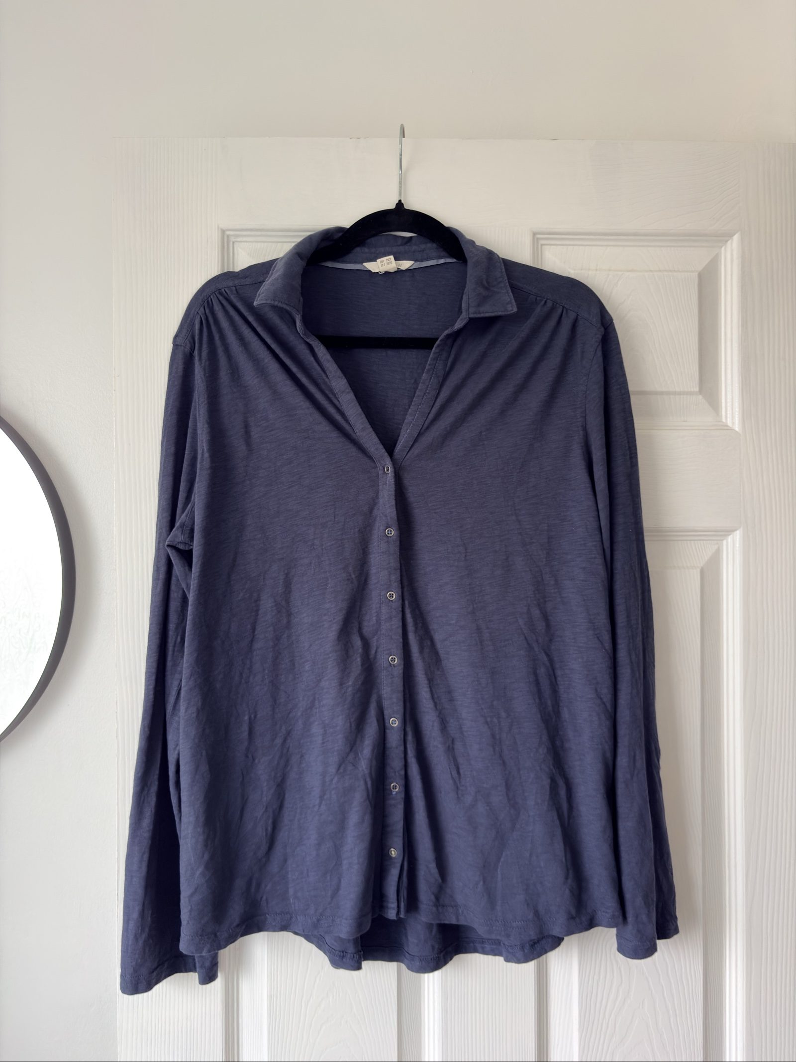 White Stuff Navy Blue 100% Cotton Long Sleeve Button Up Shirt Top UK 18 image 2