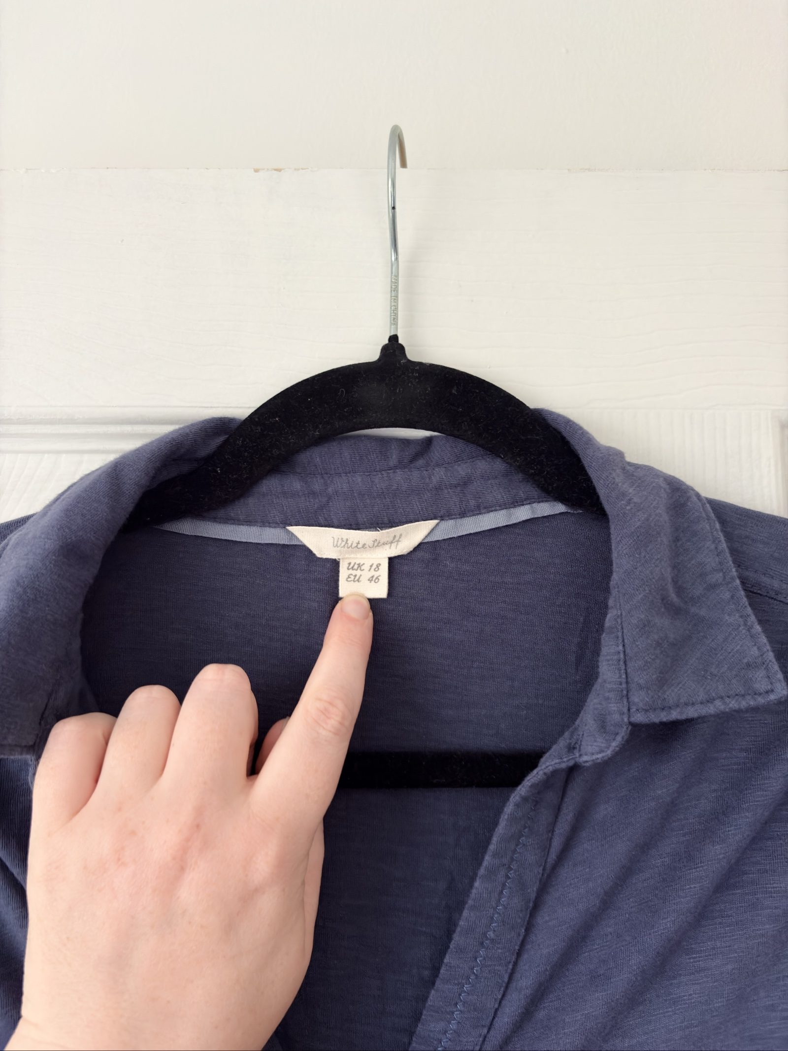 White Stuff Navy Blue 100% Cotton Long Sleeve Button Up Shirt Top UK 18 image 4