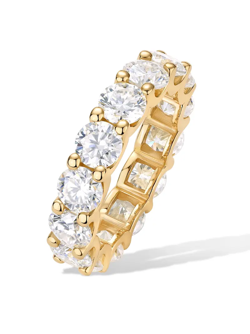 Gold & White Crystal Eternity Ring Women's Statement Band