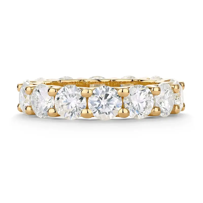Gold & White Crystal Eternity Ring Women's Statement Band image 3