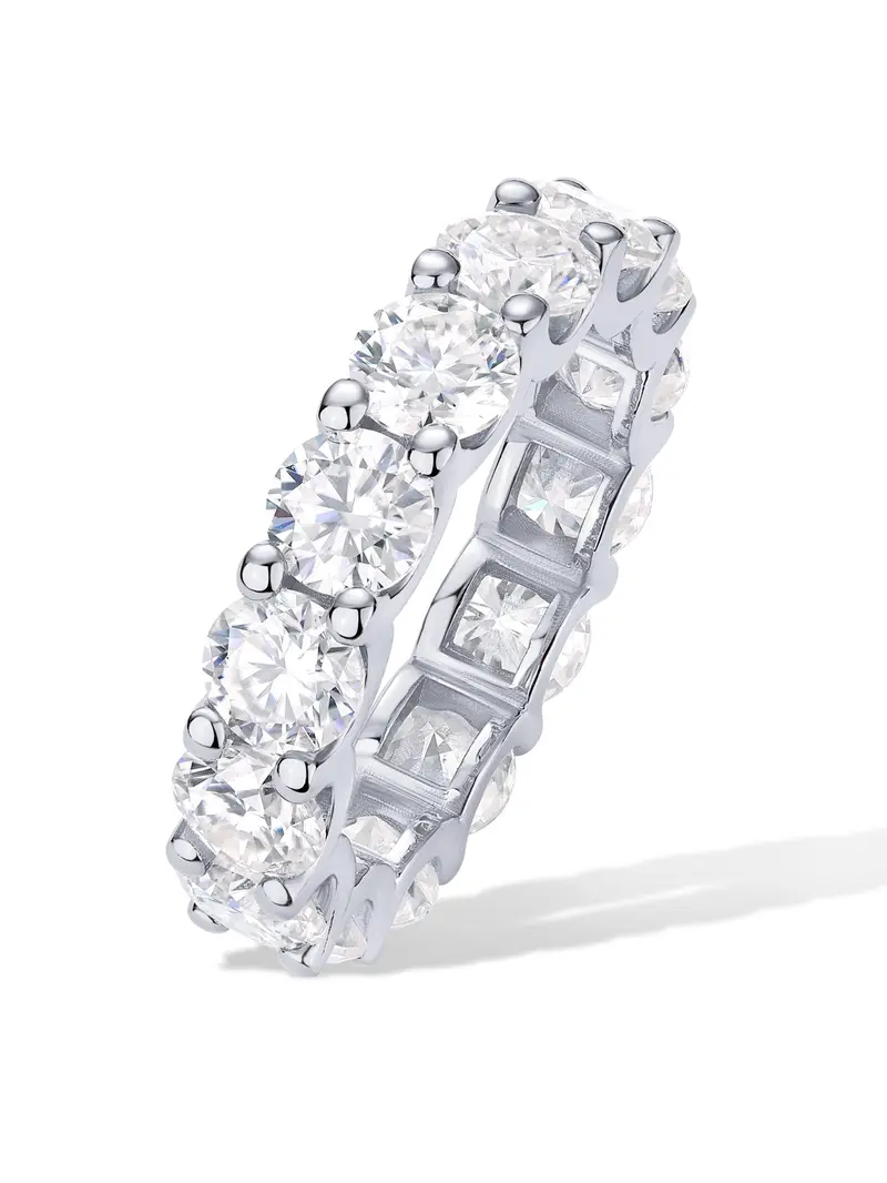Gold & White Crystal Eternity Ring Women's Statement Band image 5