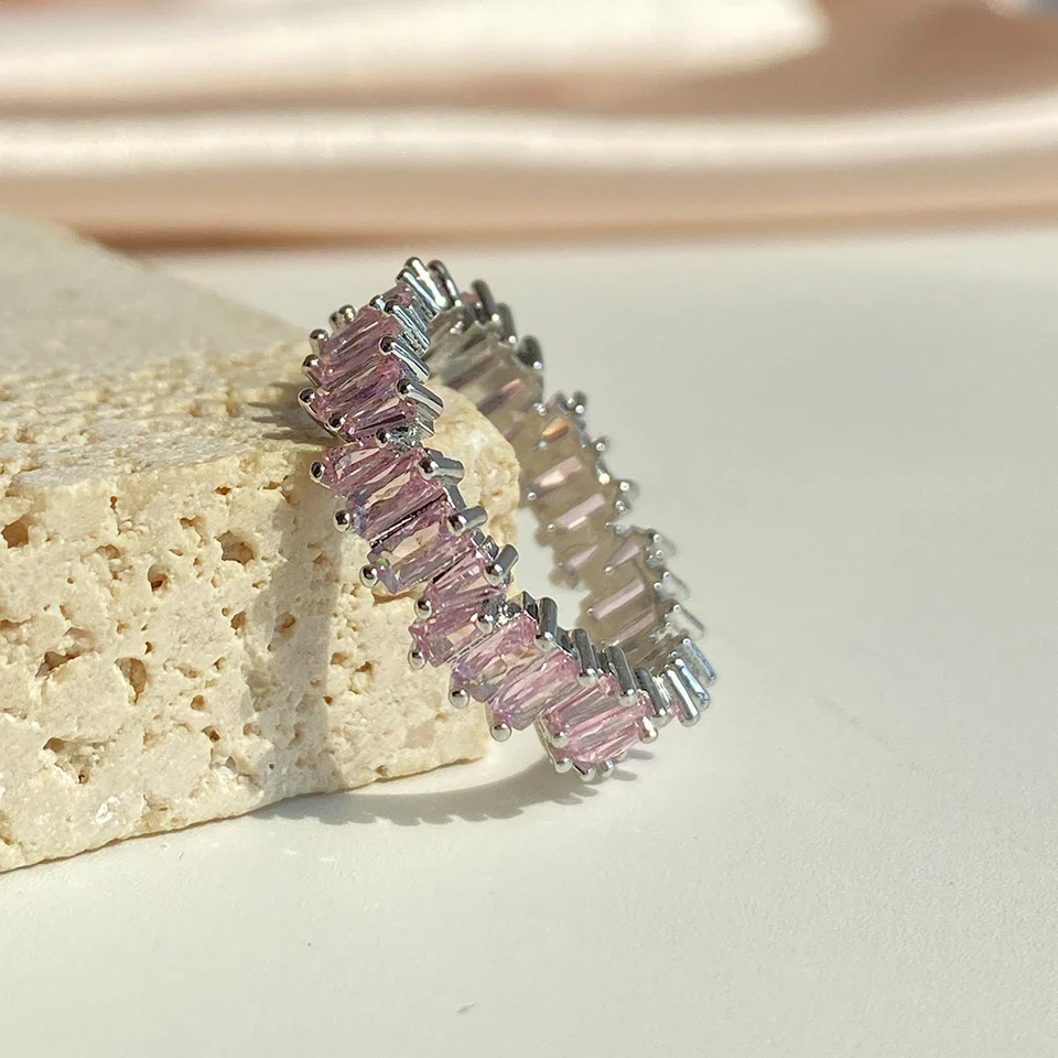 Gold & White Crystal Eternity Ring Women's Statement Band image 10