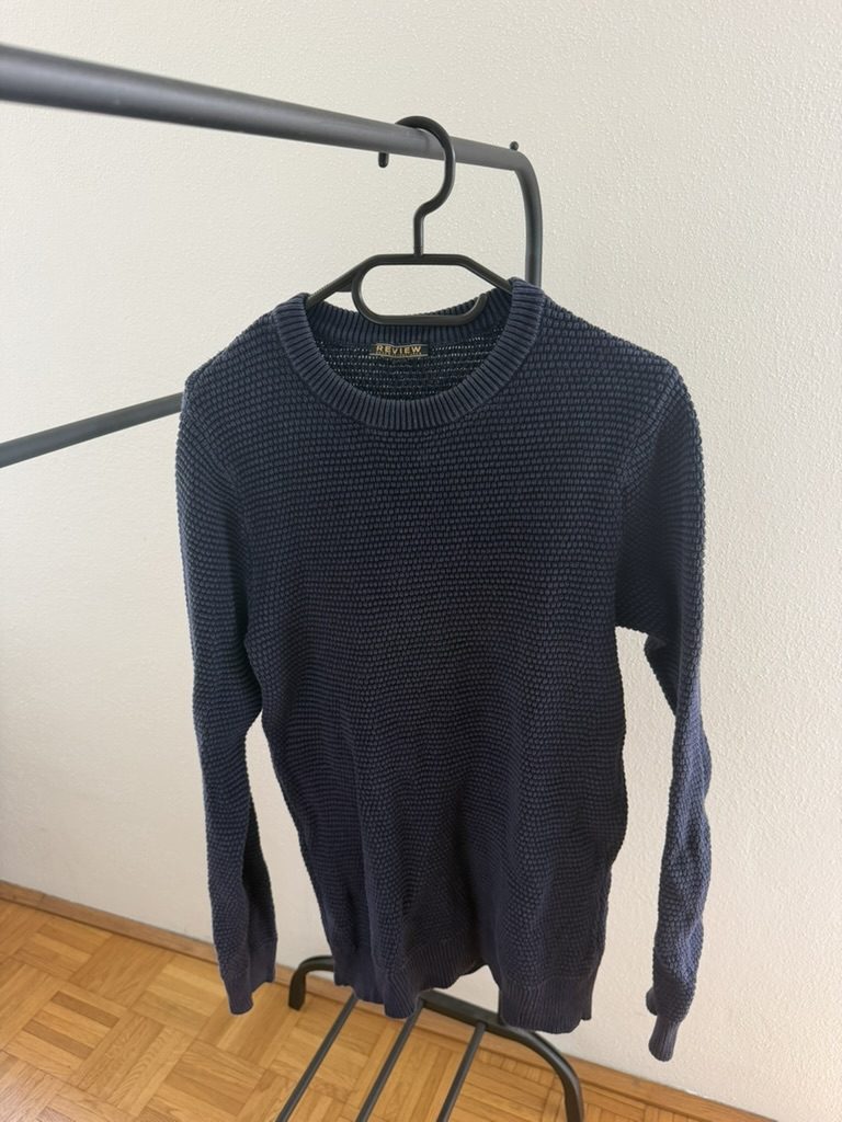 Review Navy Blue Knit Sweater Small