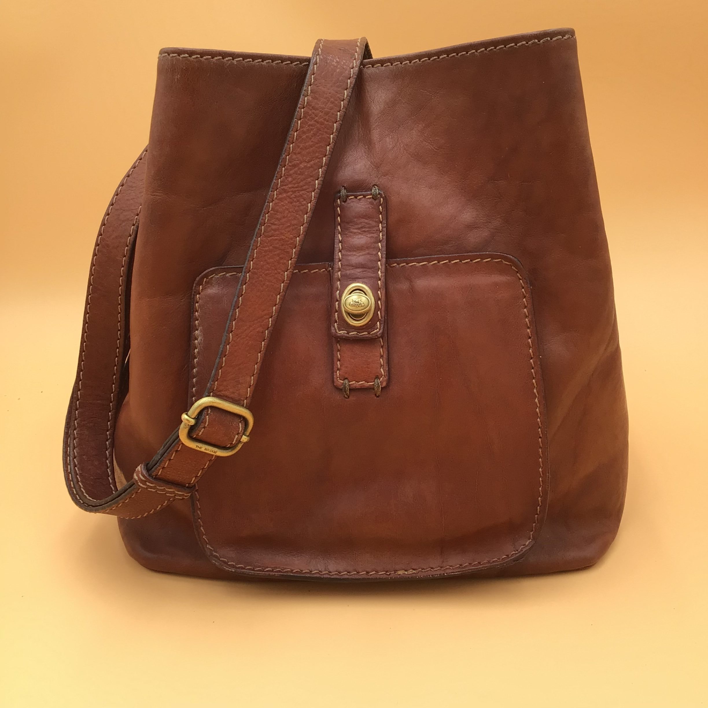 The Bridge Borsa a Tracolla Donna Cuoio Vera Pelle Marrone