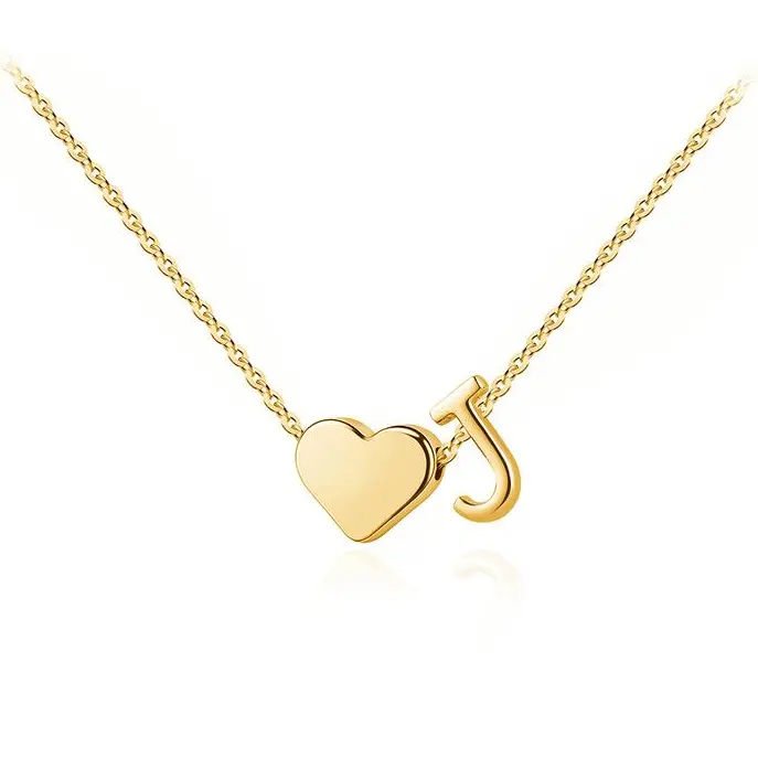 Unisex Gold & Silver Heart Initial Necklace