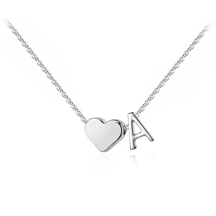 Unisex Gold & Silver Heart Initial Necklace image 6