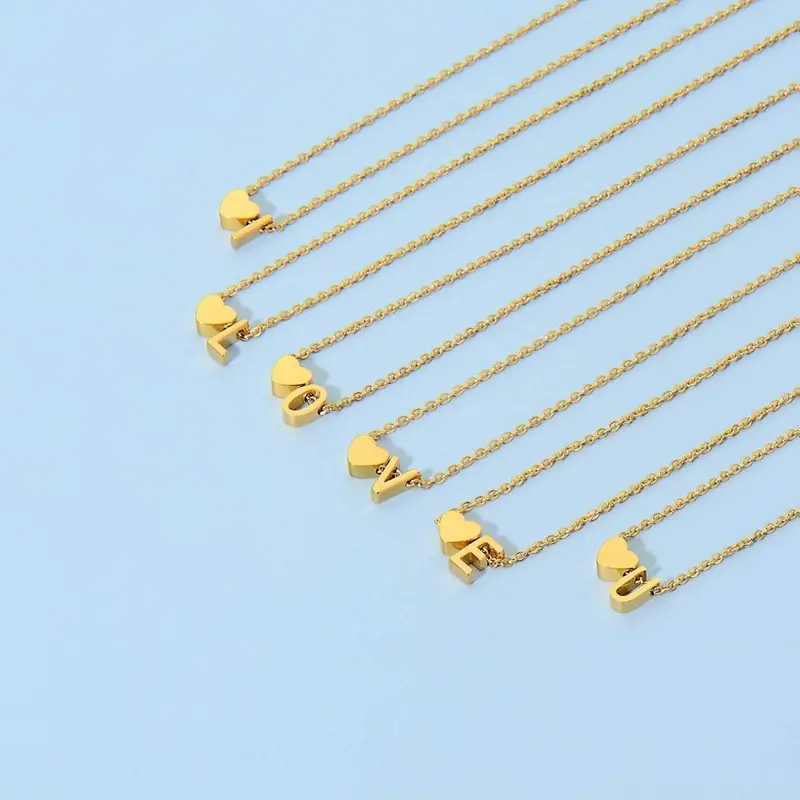 Unisex Gold & Silver Heart Initial Necklace image 8