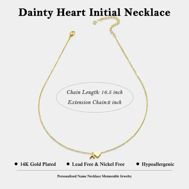 Unisex Gold & Silver Heart Initial Necklace image 9