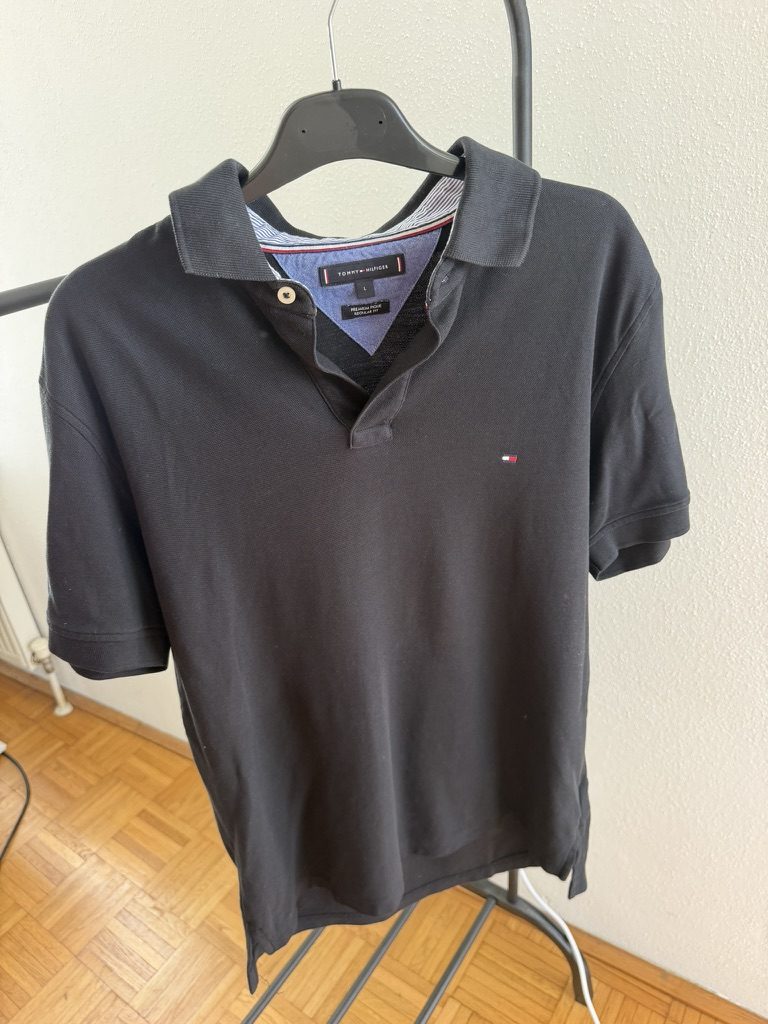 Tommy Hilfiger Men's Black Premium Pique Polo Shirt Large