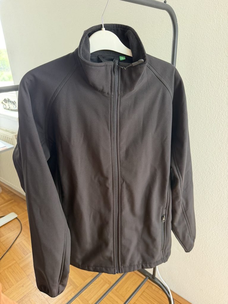 Just Celebrate Black Softshell Jacket Medium with Logo Print