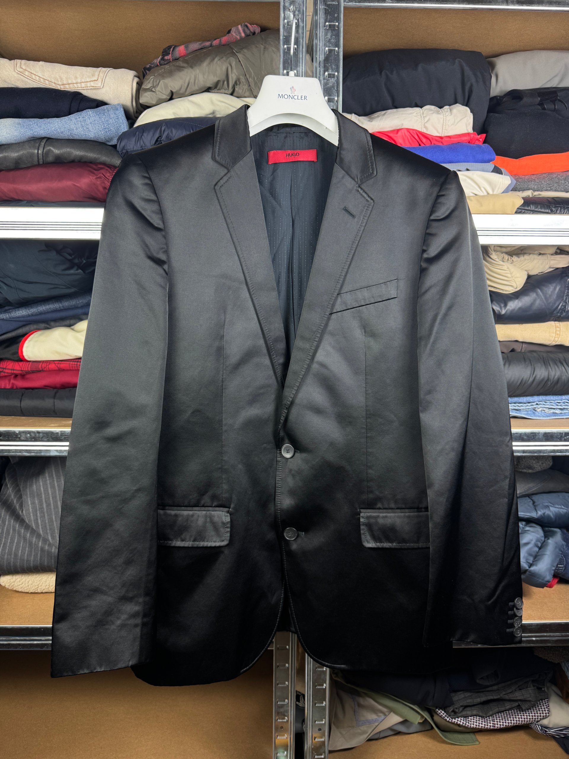 Men`s Hugo Boss Black Satin Shiny Suit Slim Fit Size 50 / 40R / M-L image 2