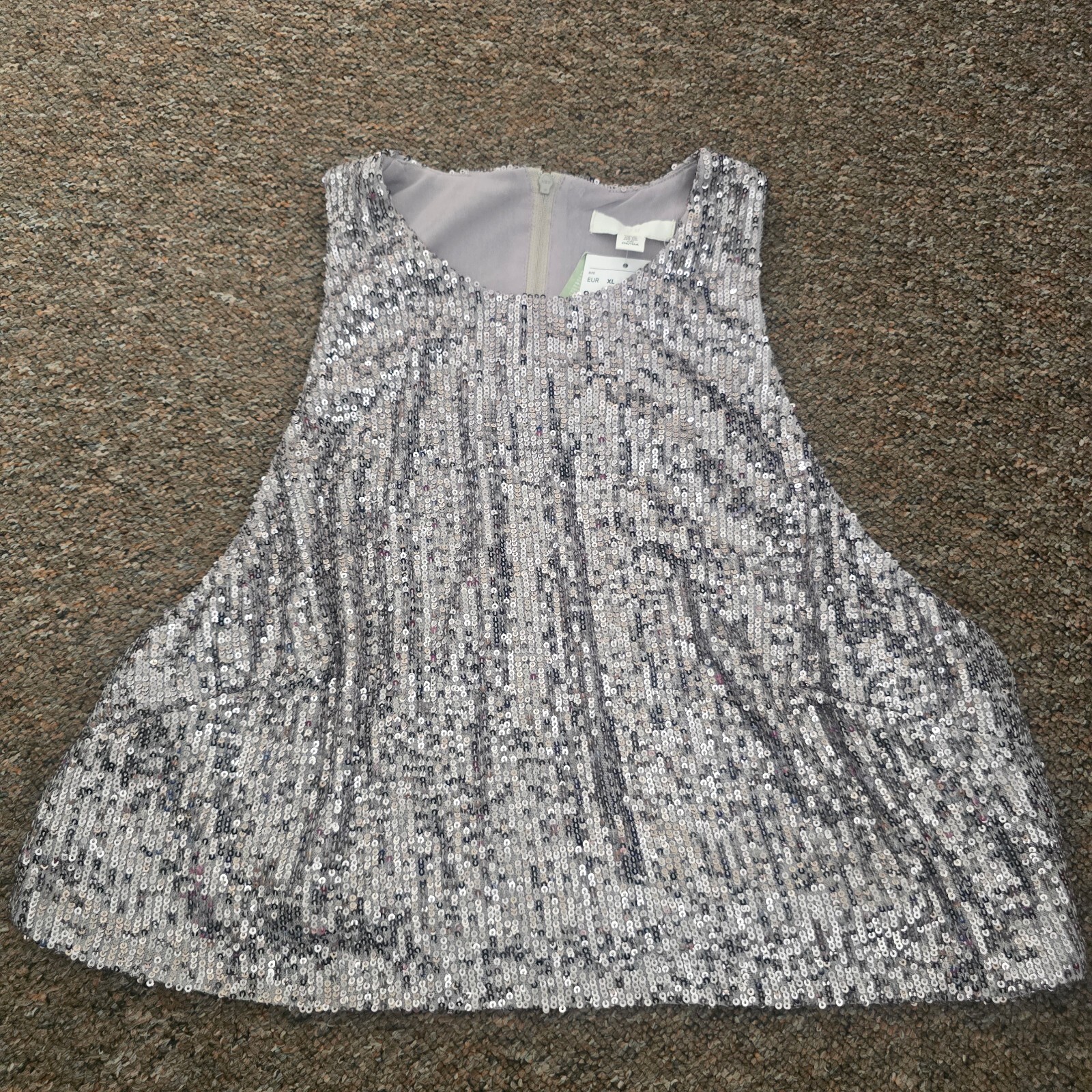 H&M silver sequin sleeveless top image 2