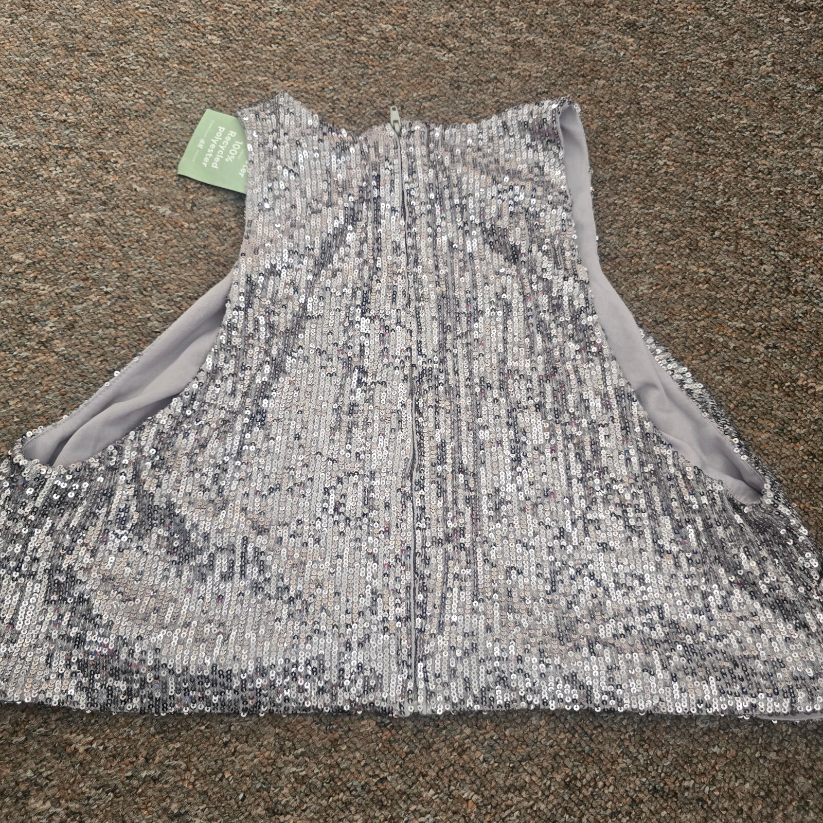 H&M silver sequin sleeveless top image 3
