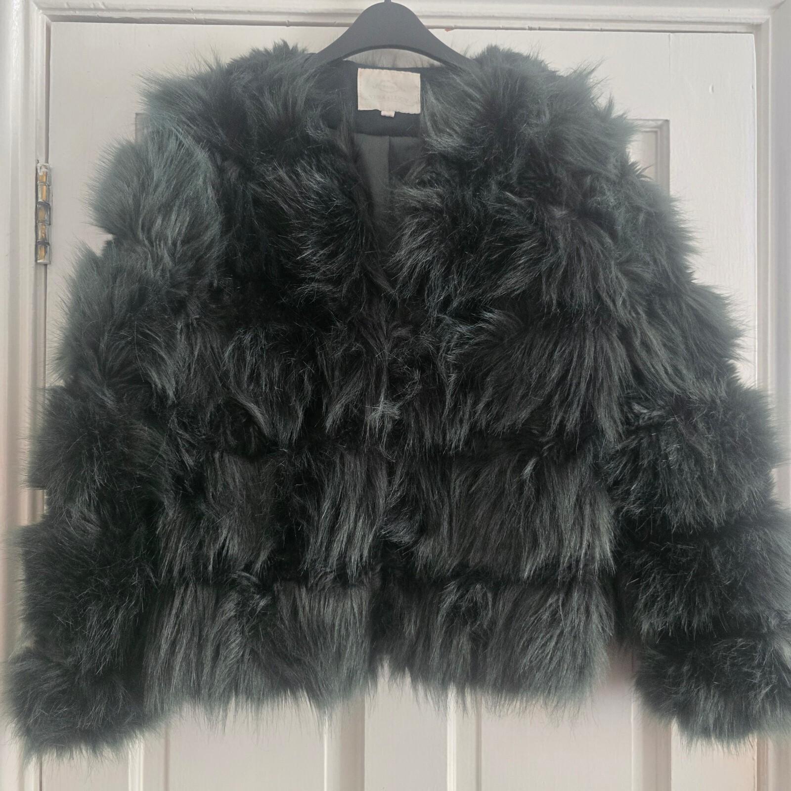 Vera & Lucy Dark Green Faux Fur Short bomber Jacket Medium image 2