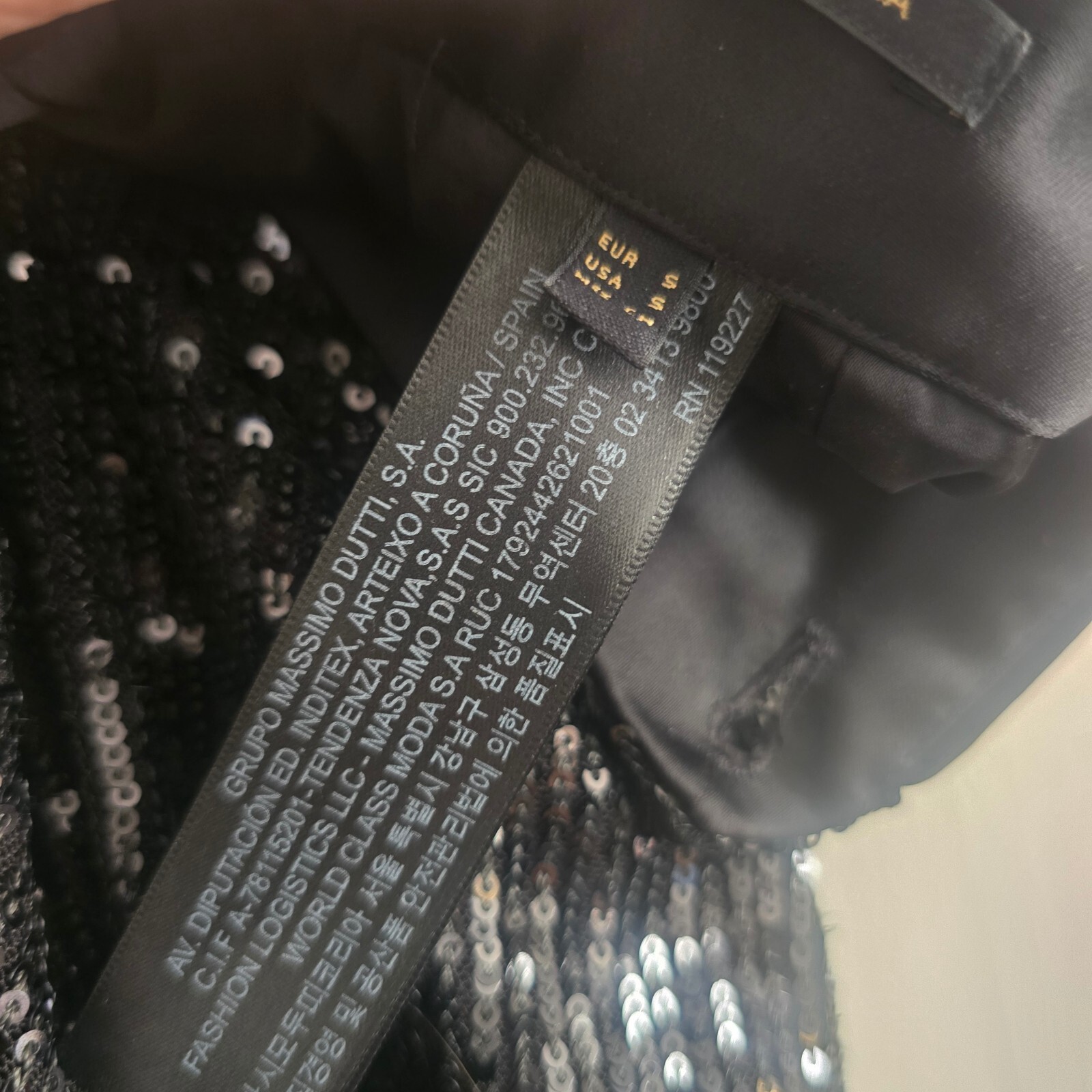Massimo Dutti Black Sequin Wide Leg Trousers Size S image 3