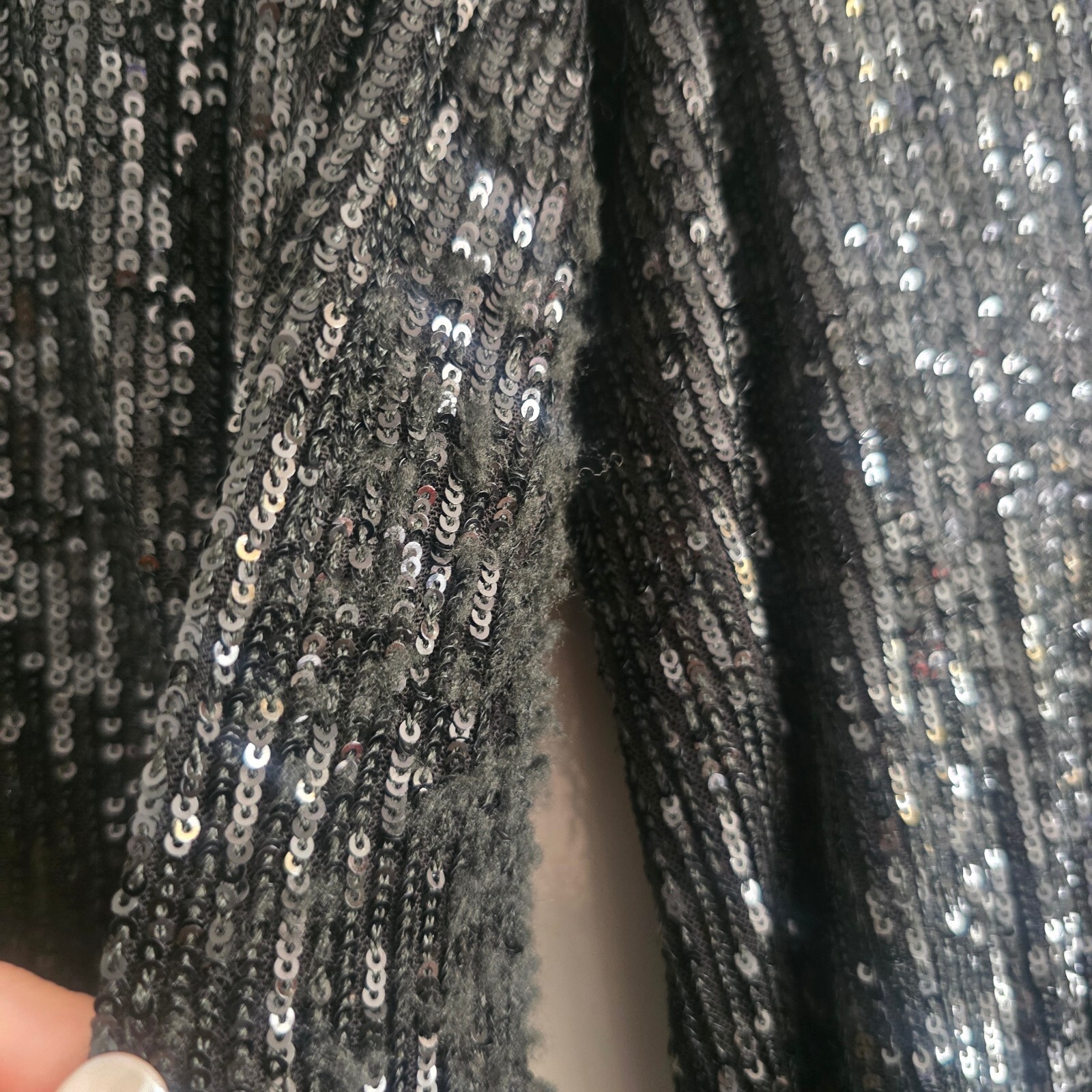 Massimo Dutti Black Sequin Wide Leg Trousers Size S image 6