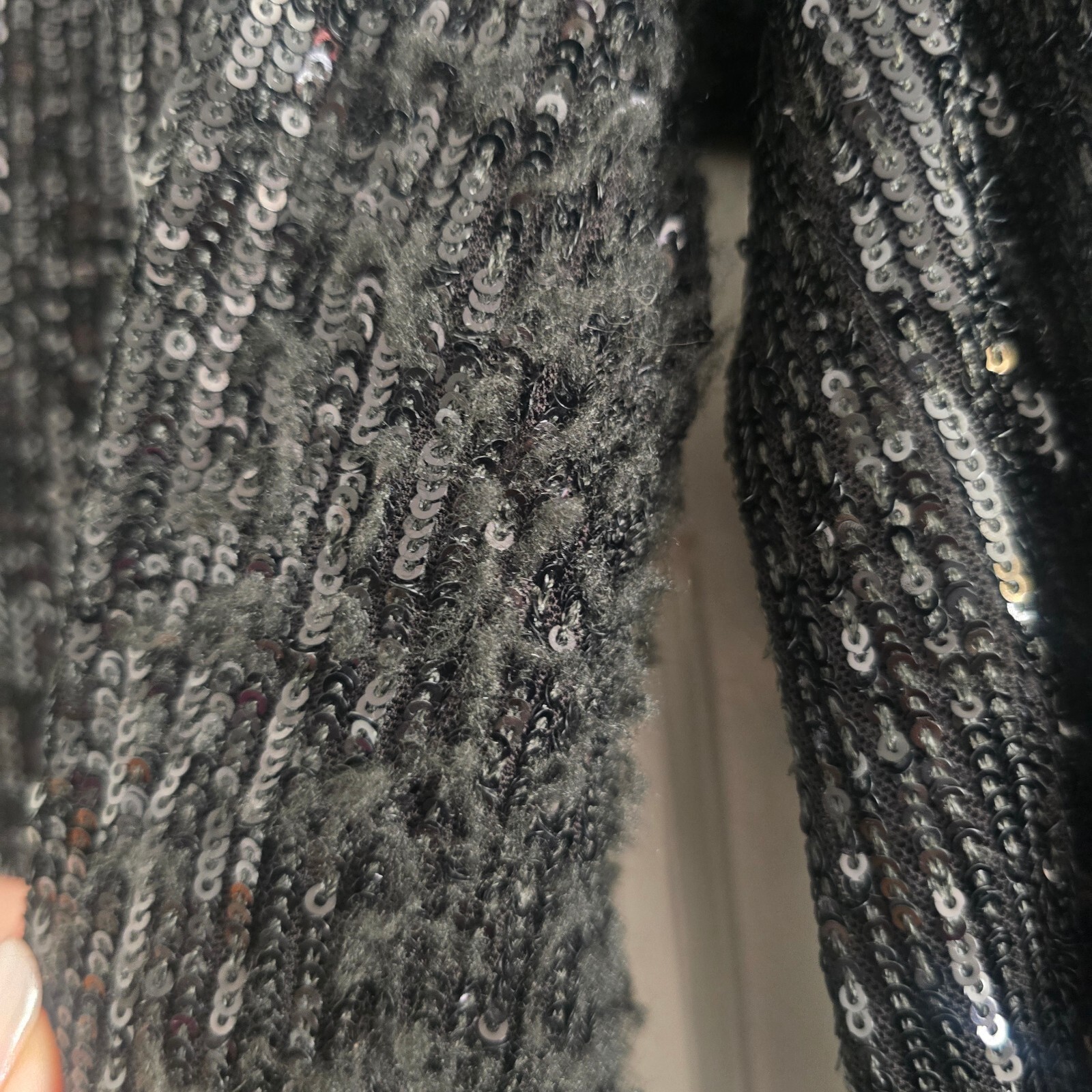 Massimo Dutti Black Sequin Wide Leg Trousers Size S image 7