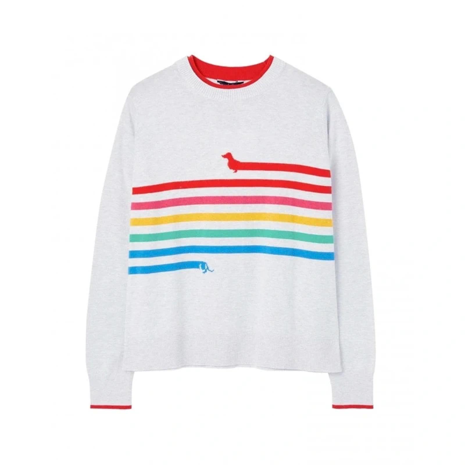 Joules mariella Dachshund Jumper, grey rainbow design, size 16