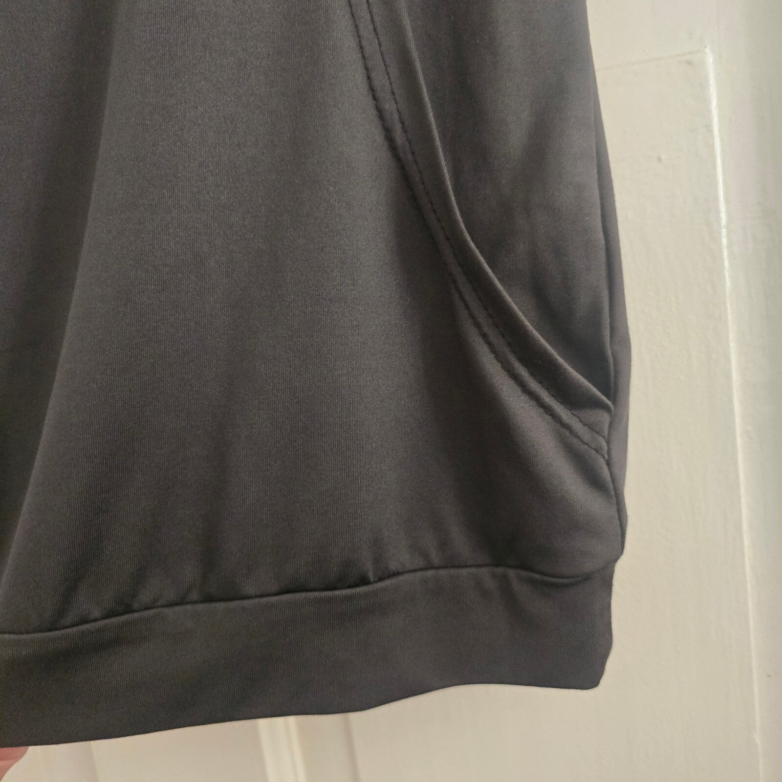 Dark Grey Short Sleeve Casual Top with Pockets, Size M image 5
