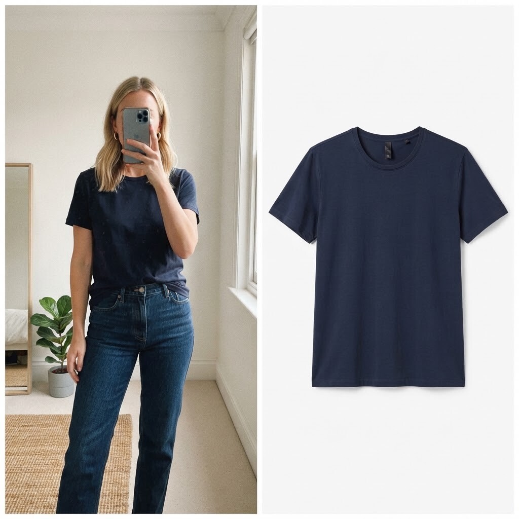 H&M Premium Cotton Navy Blue T-Shirt Medium, capsule wardrobe,