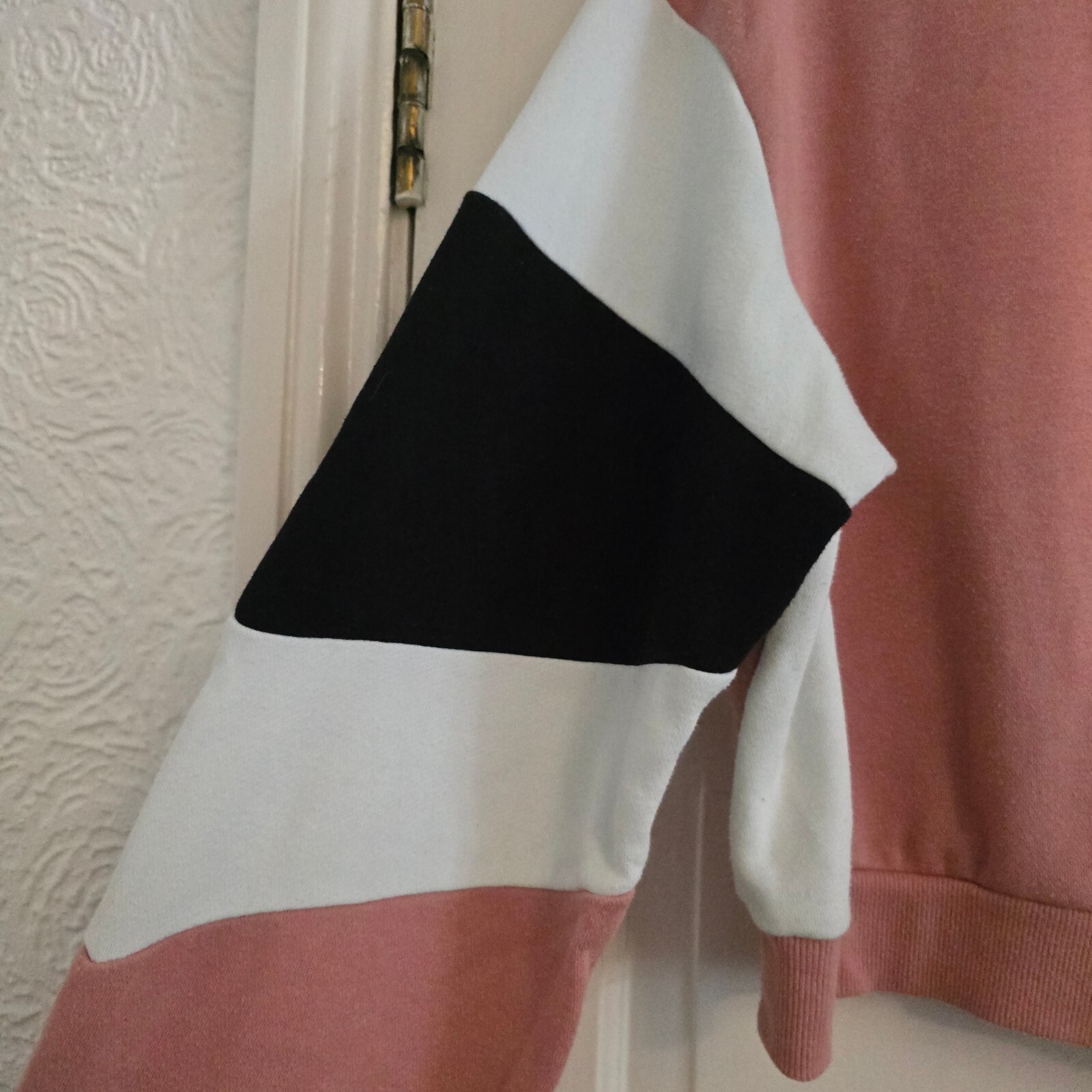 H&M Pink Cropped Half Zip Sweatshirt Jumper, Relaxed, Sporty, Medium image 3