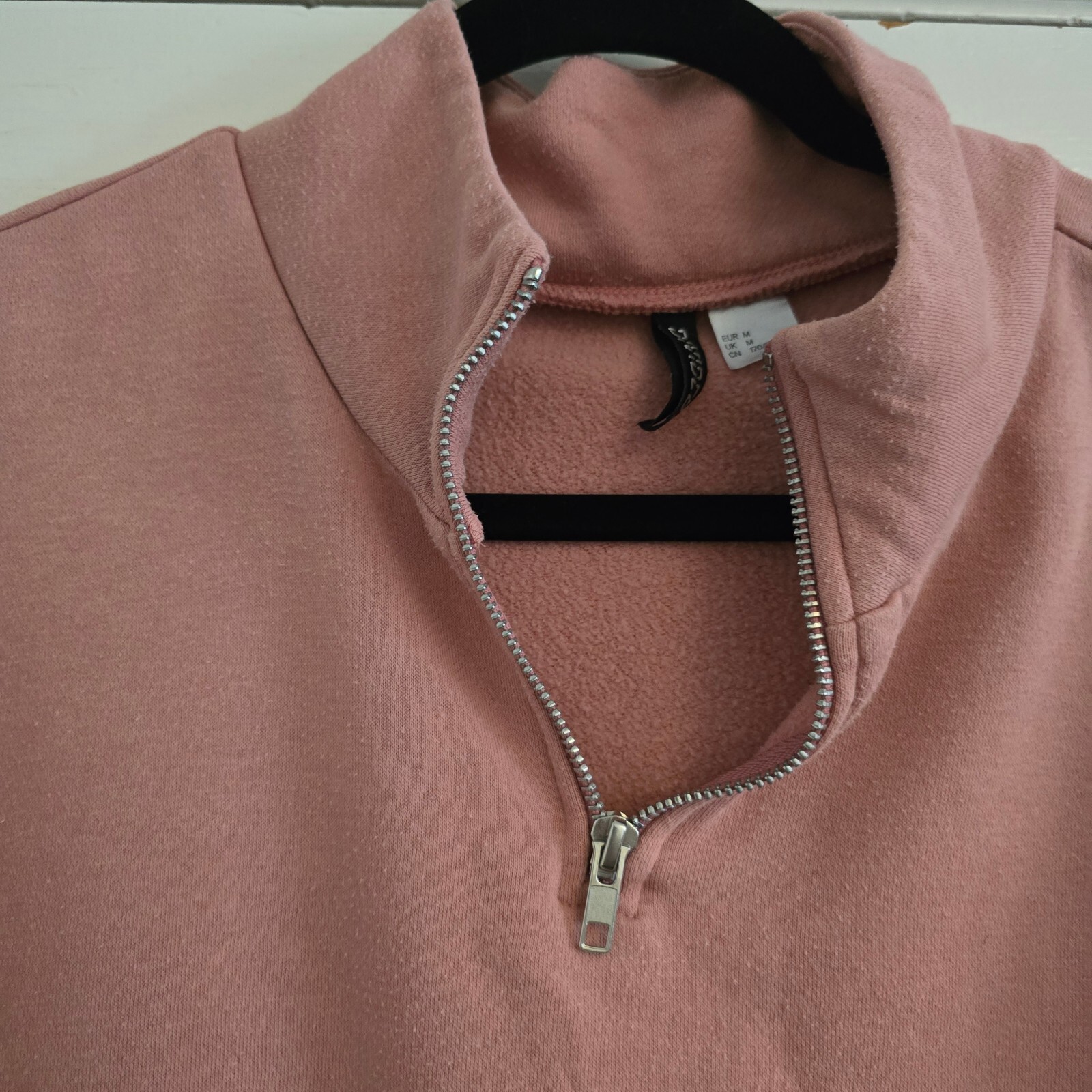 H&M Pink Cropped Half Zip Sweatshirt Jumper, Relaxed, Sporty, Medium image 4