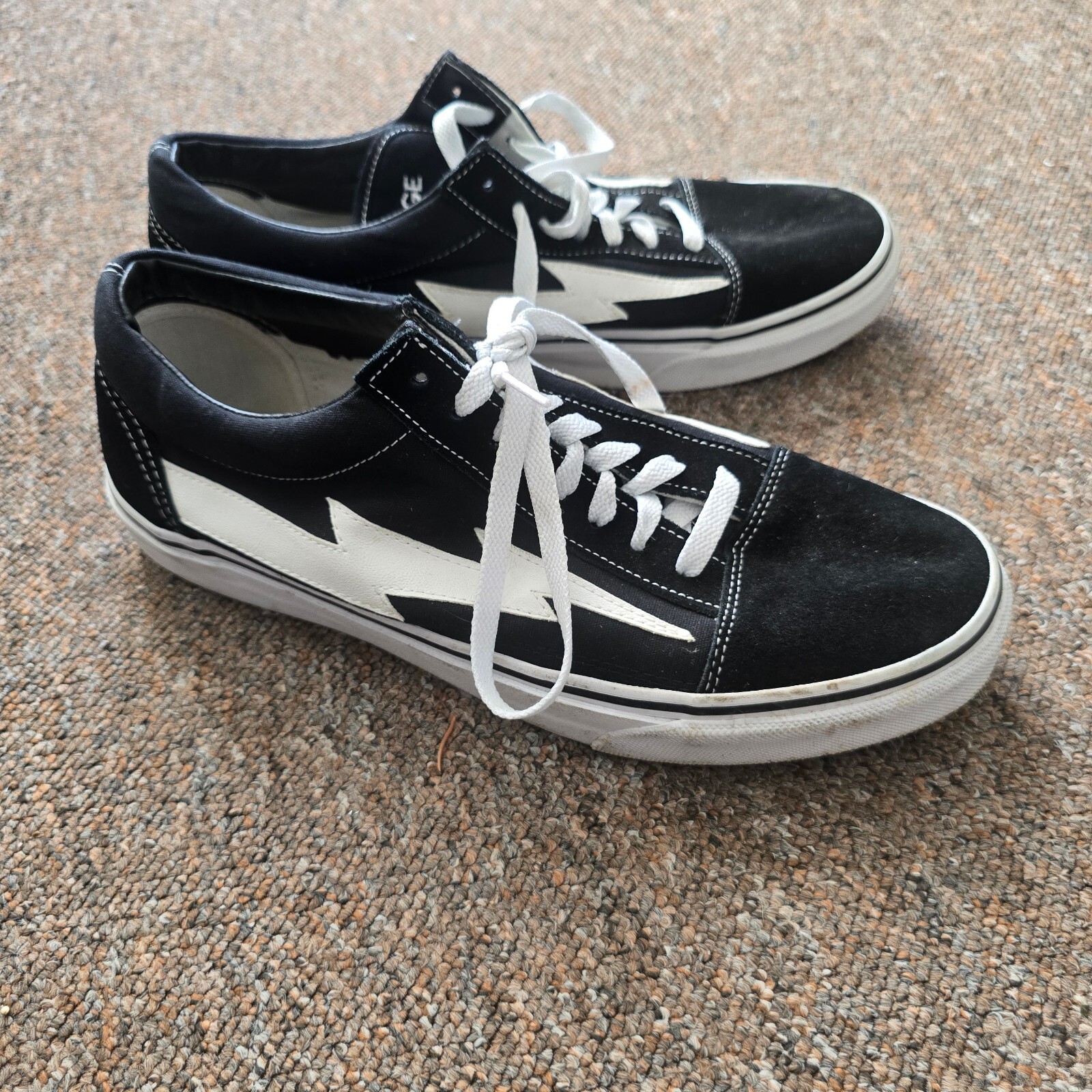 Revenge Black and White Lightning Bolt Sneakers Size US 11