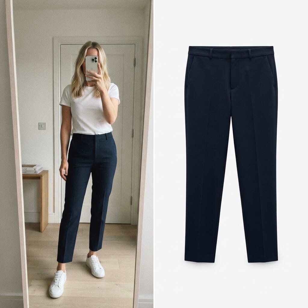 Zara Basic Classic Navy Dress Smart Tailored Trousers Size S