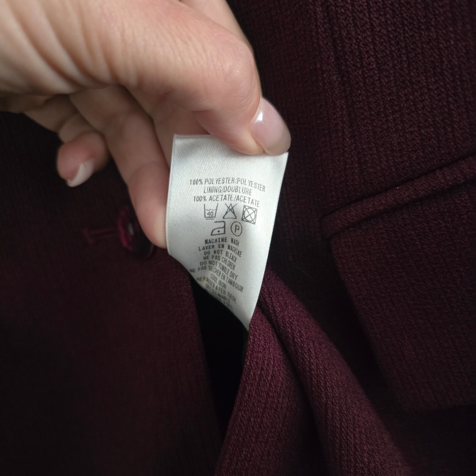 Kaliko Burgundy Blazer Jacket, single breasted, longer length, textured, size 8 image 3