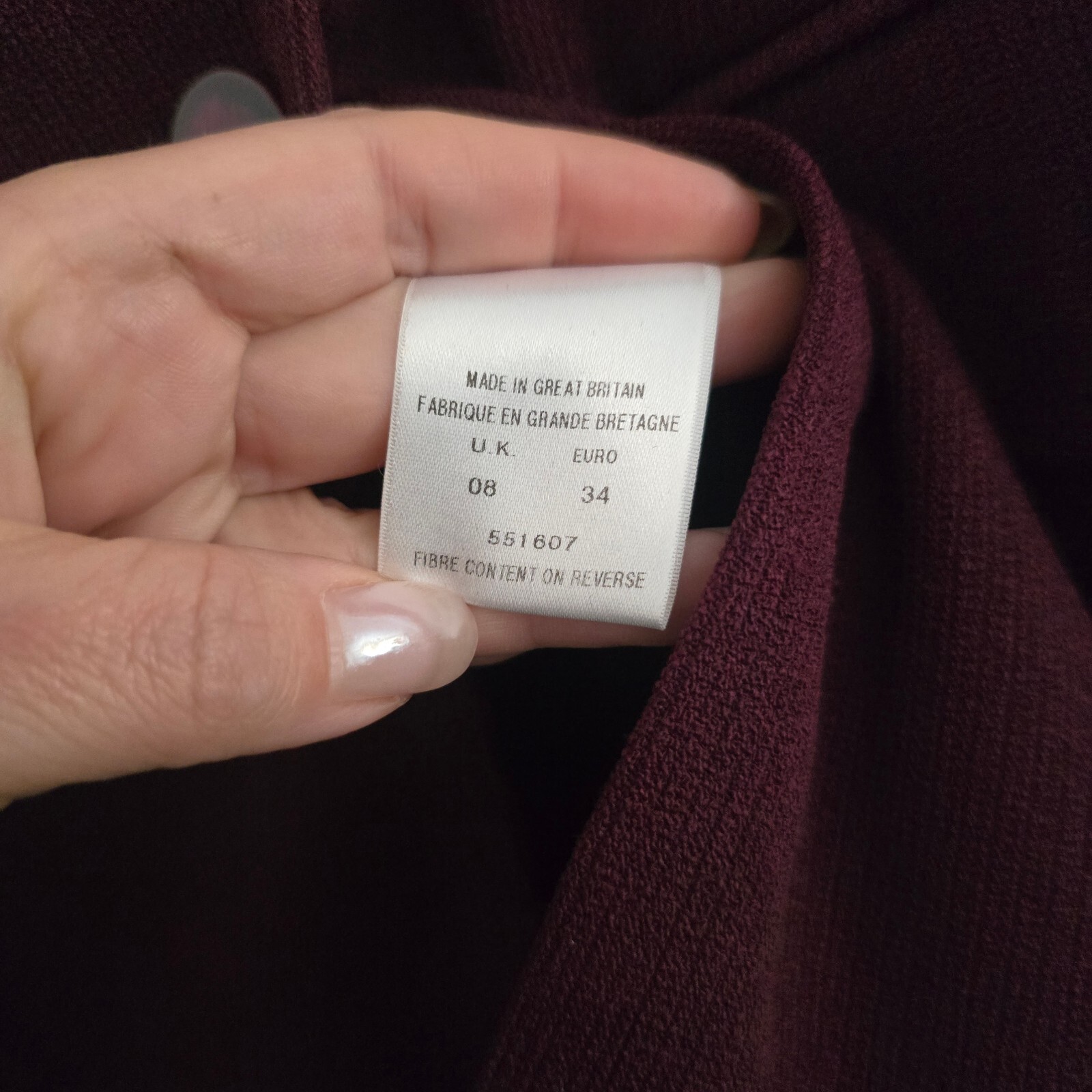 Kaliko Burgundy Blazer Jacket, single breasted, longer length, textured, size 8 image 4