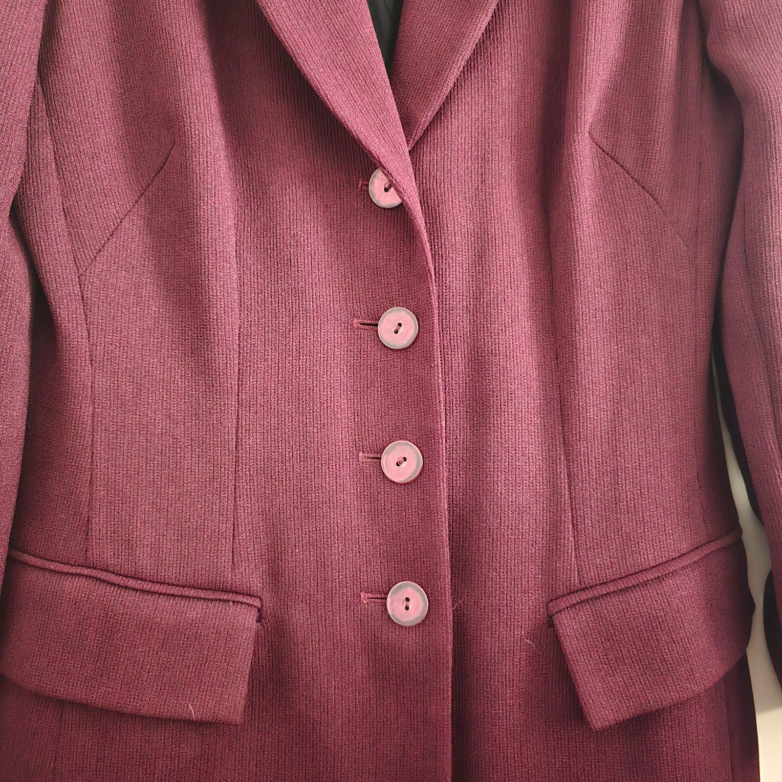 Kaliko Burgundy Blazer Jacket, single breasted, longer length, textured, size 8 image 7