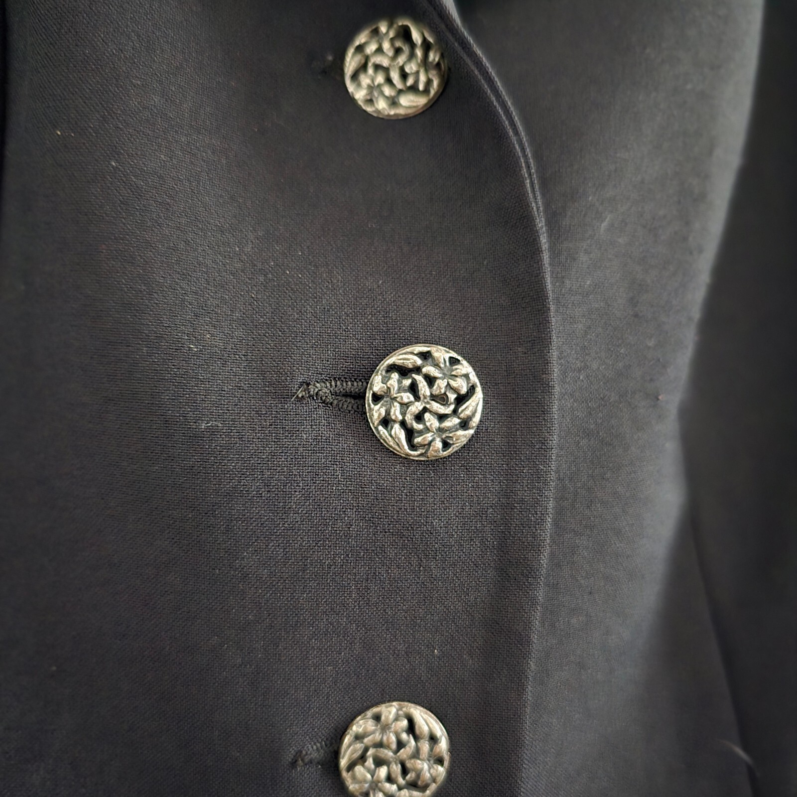 Black Tailored Blazer Single Breasted Jacket with Silver Decorative Buttons, size 8 / S image 7