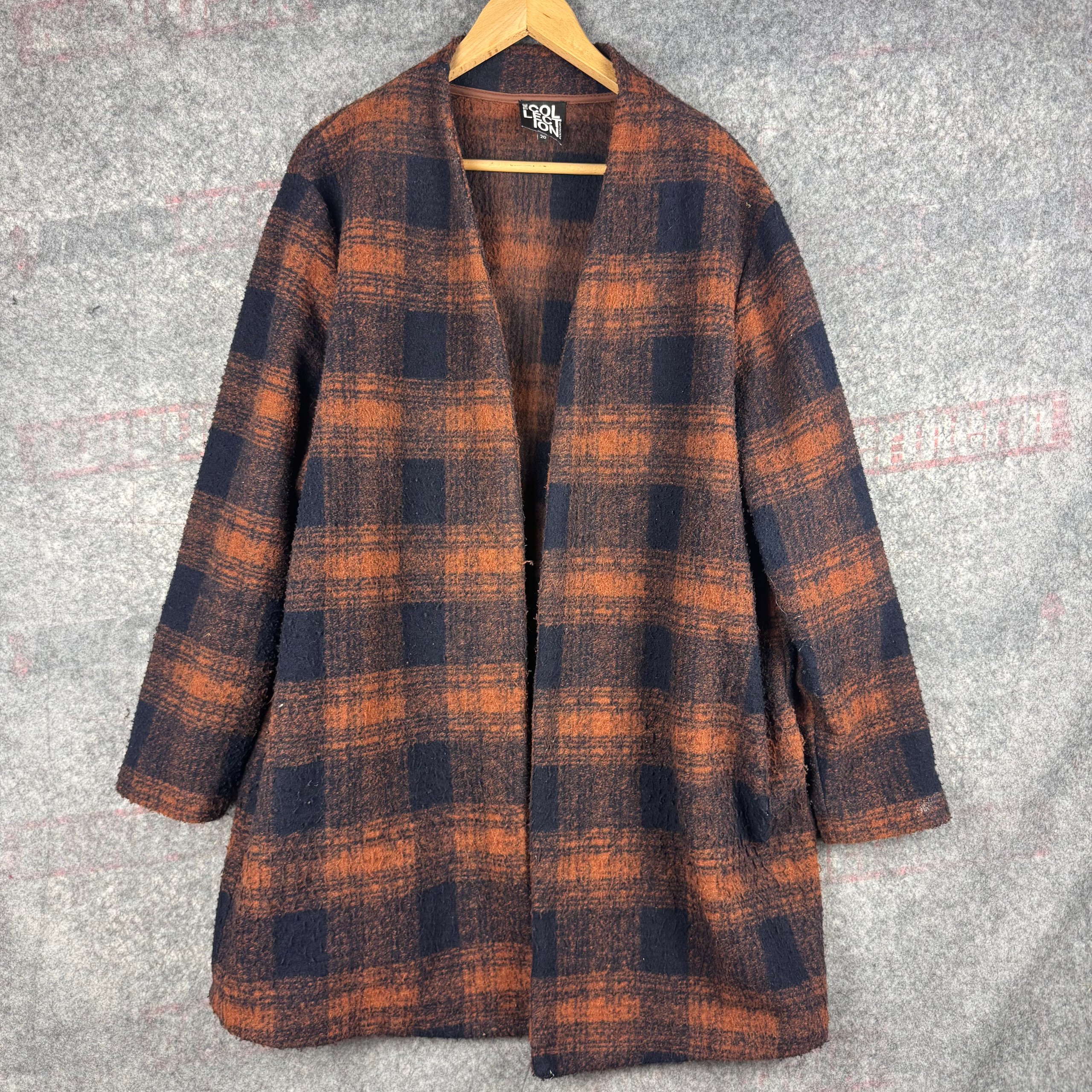 The Collection Orange & Black Checked Open Coat UK Size 20