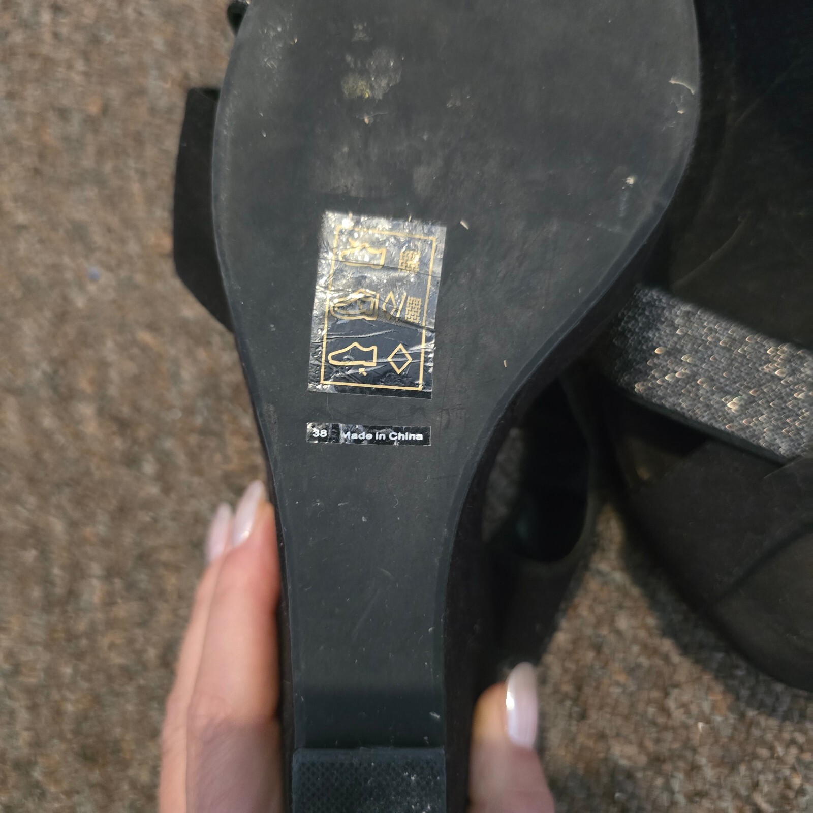 Women's Black Glitter Cross Strap Wedge Sandals image 3