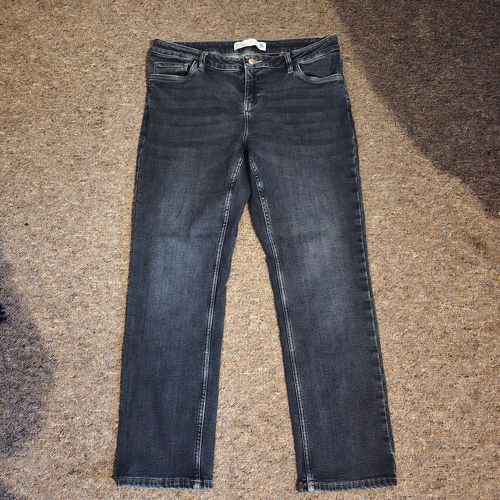 Next Slim Mid Rise Dark Grey Jeans