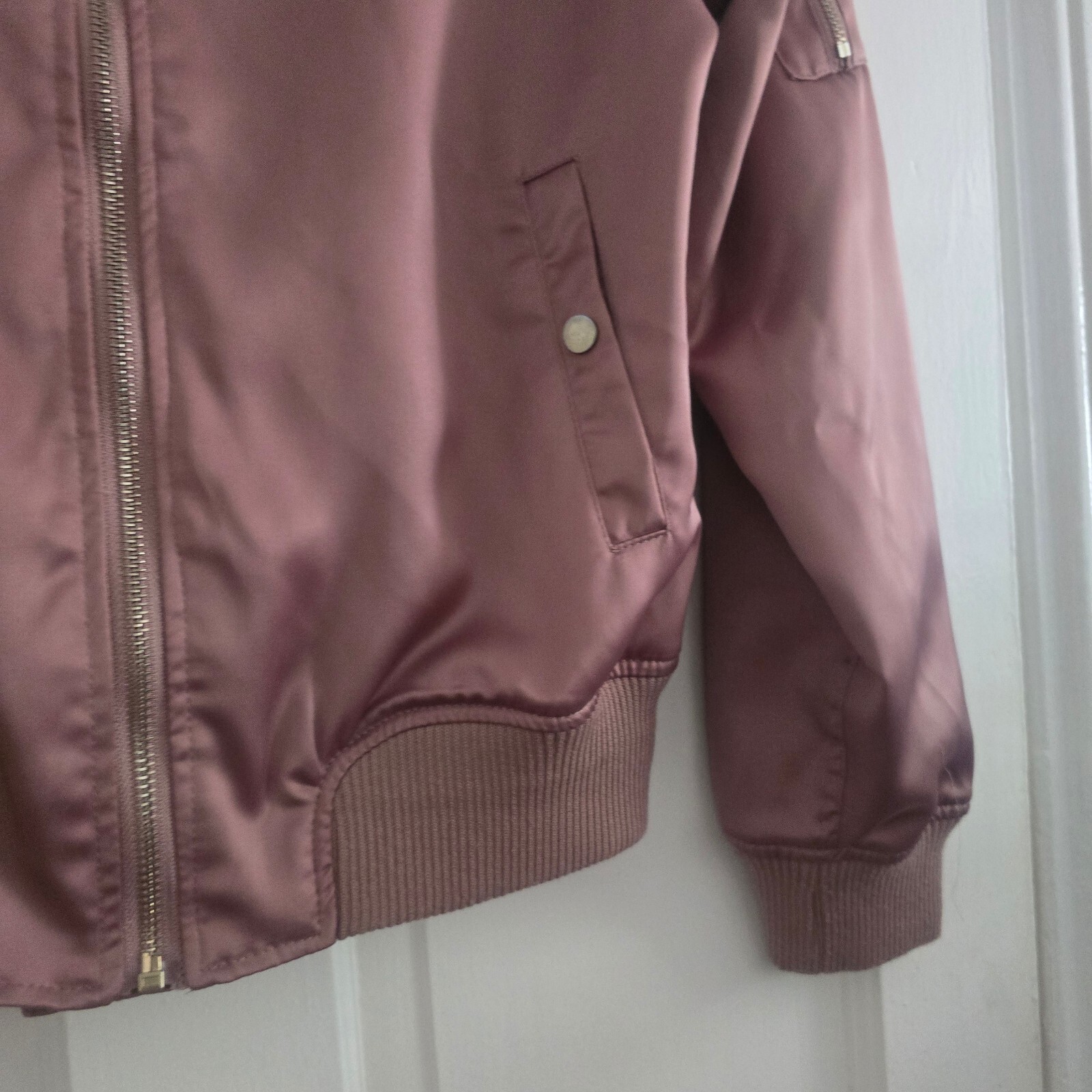 Parisian Collection Pink Satin Bomber Jacket Size 12 image 4