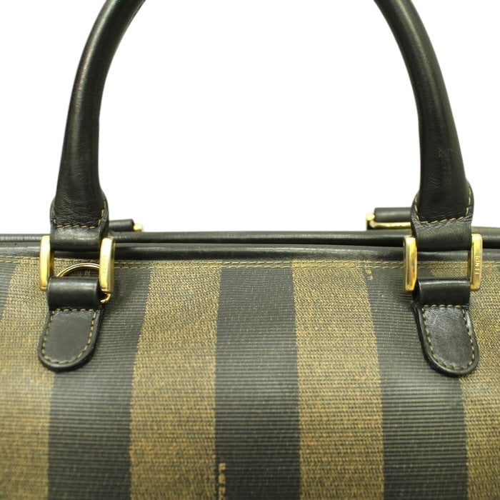 Fendi Pecan Vintage Handbag –black/brown Pequin stripe pattern image 4