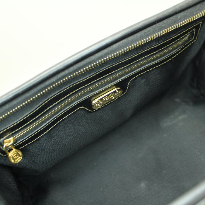 Fendi Pecan Vintage Handbag –black/brown Pequin stripe pattern image 7