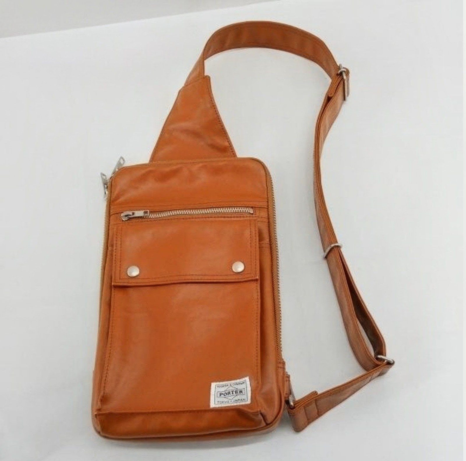 Porter Yoshida & Co. Camel Brown Leather Sling Shoulder Bag Unisex