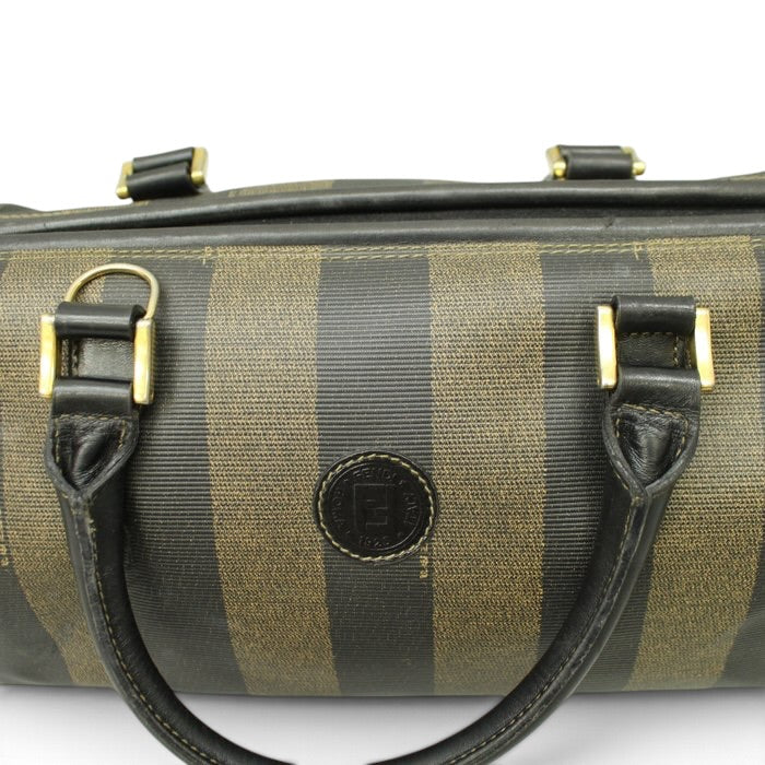 Fendi Pecan Vintage Handbag –black/brown Pequin stripe pattern image 5