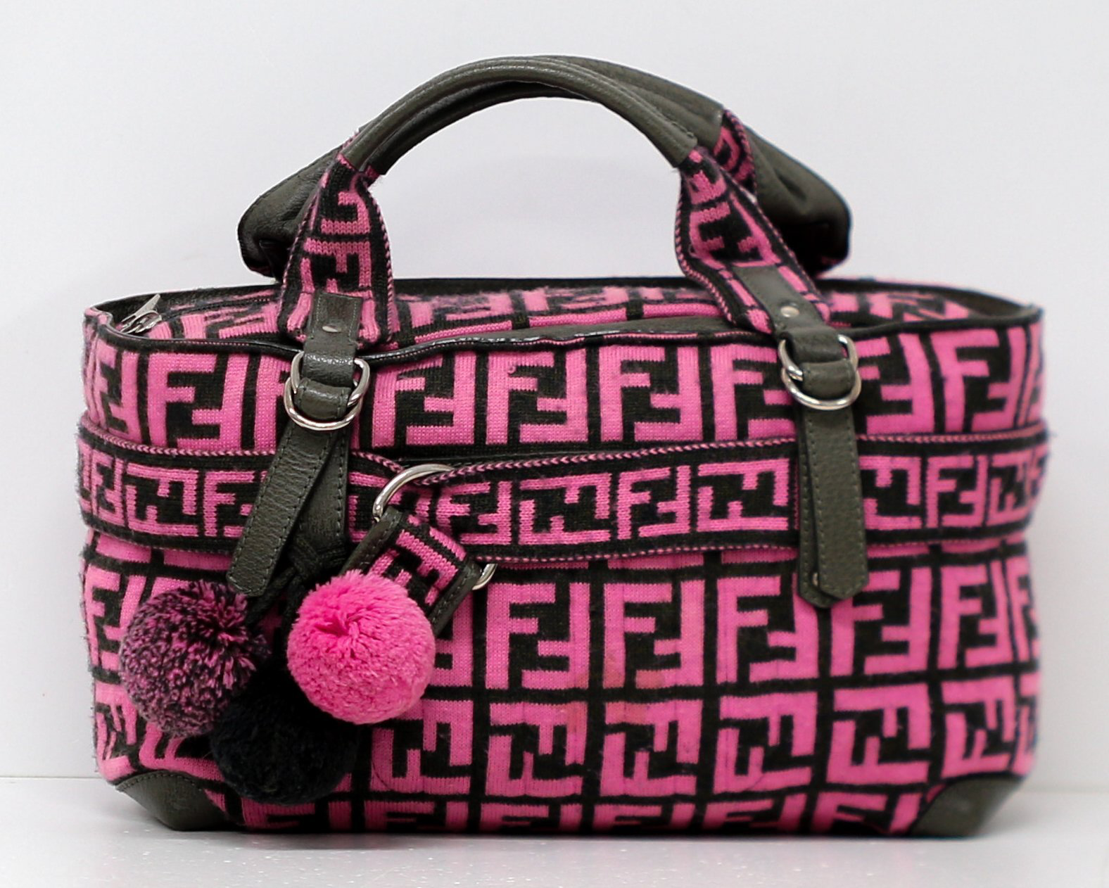 Fendi Black & Pink Wool Monogram Handbag – Dustbag image 2