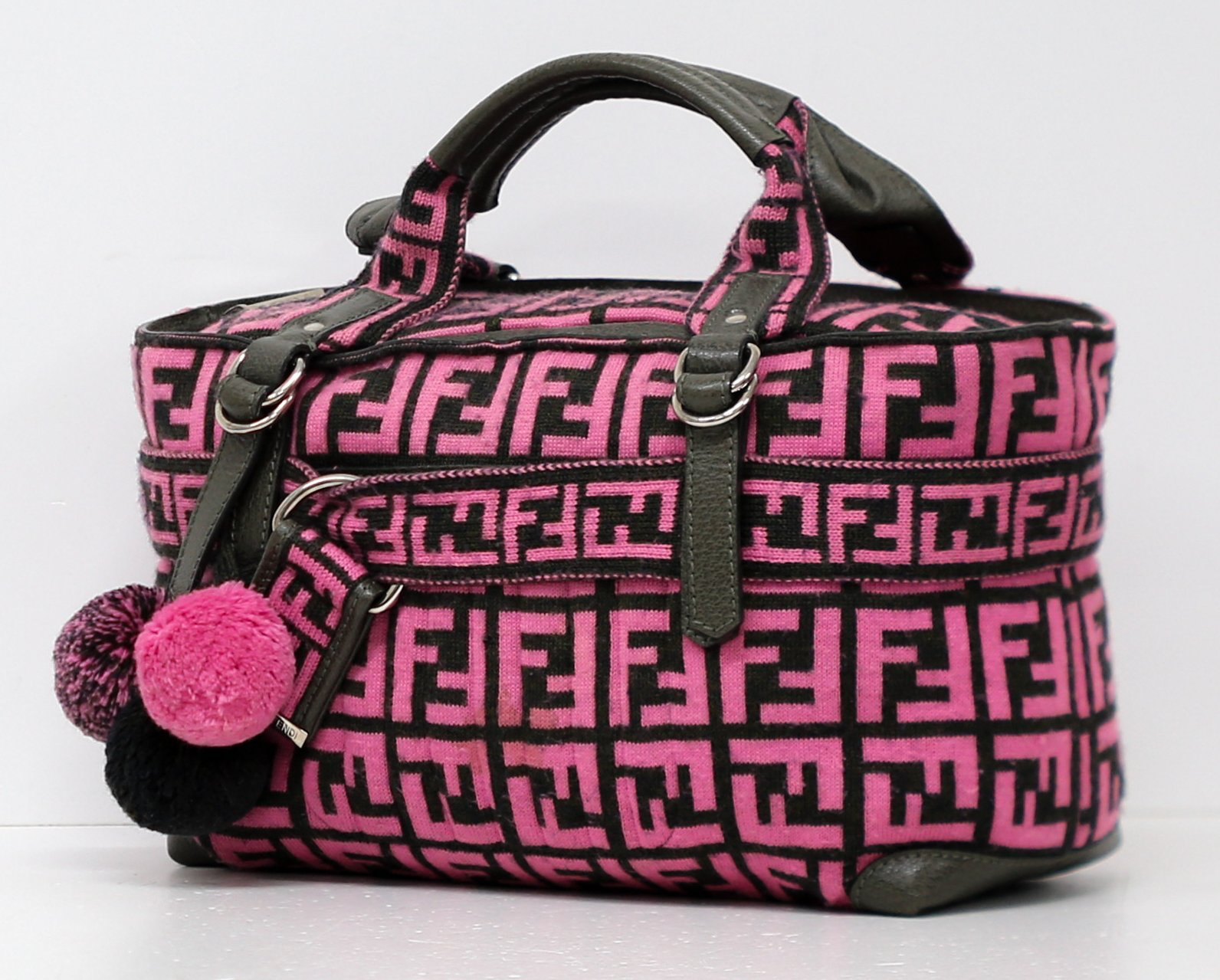 Fendi Black & Pink Wool Monogram Handbag – Dustbag image 8