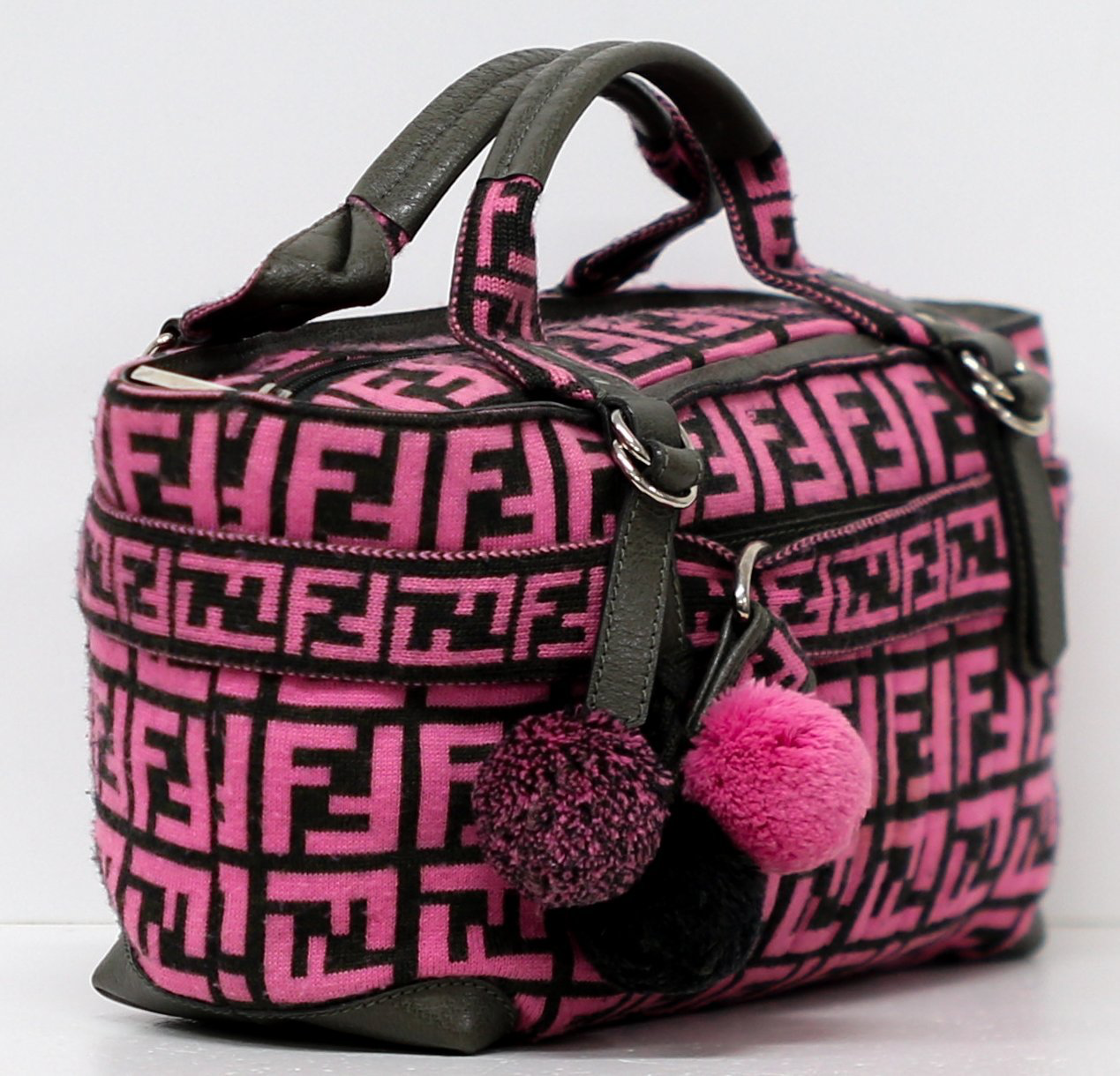 Fendi Black & Pink Wool Monogram Handbag – Dustbag image 9