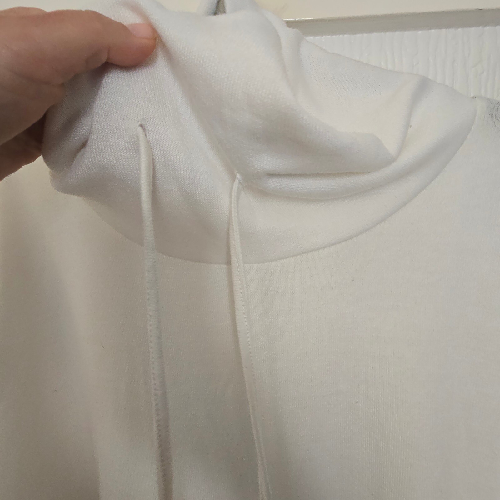 White Lightweight Hooded Pullover Sweatshirt, Size Small image 3