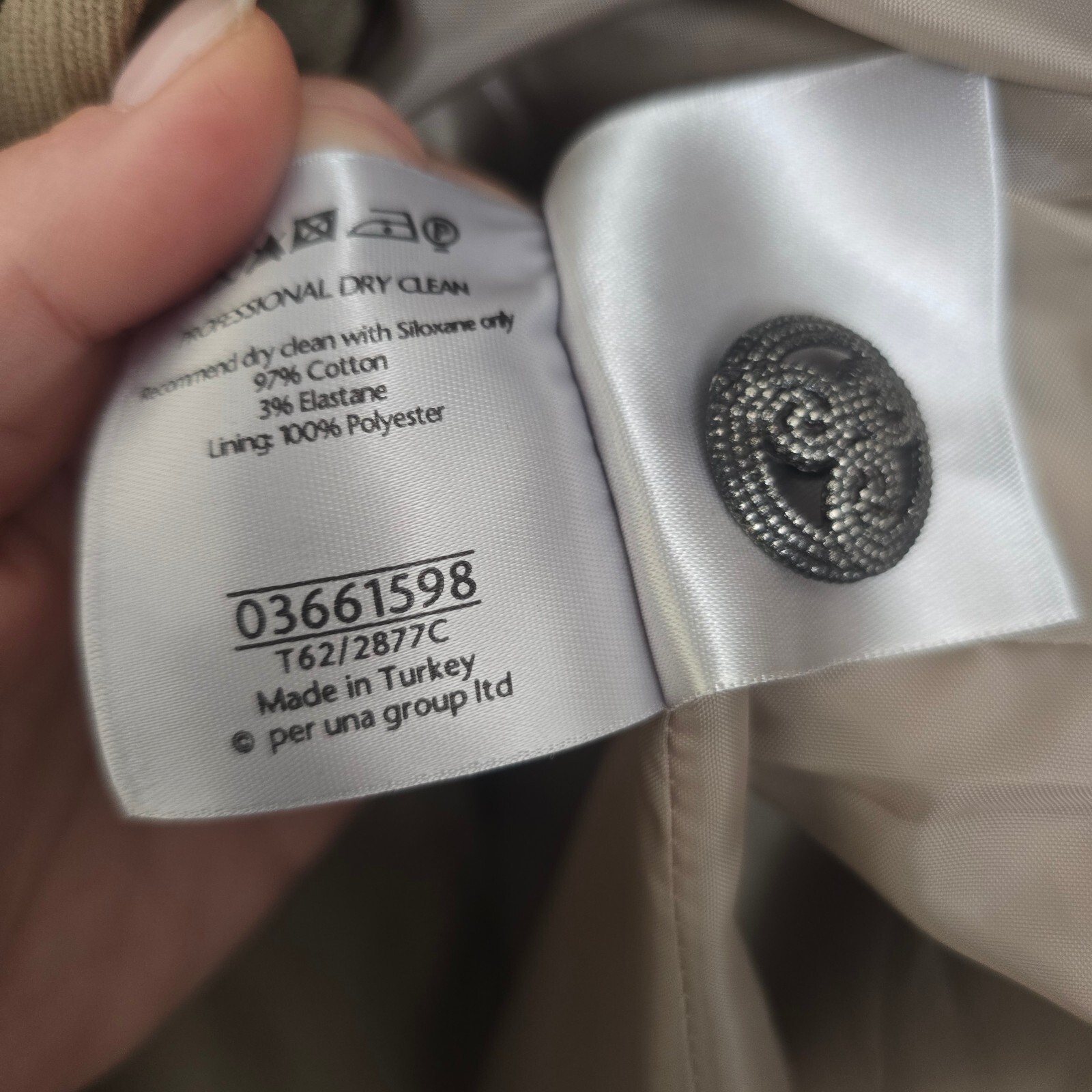 Per Una Tan Corduroy Button-Up Coat Jacket Size 18 image 4