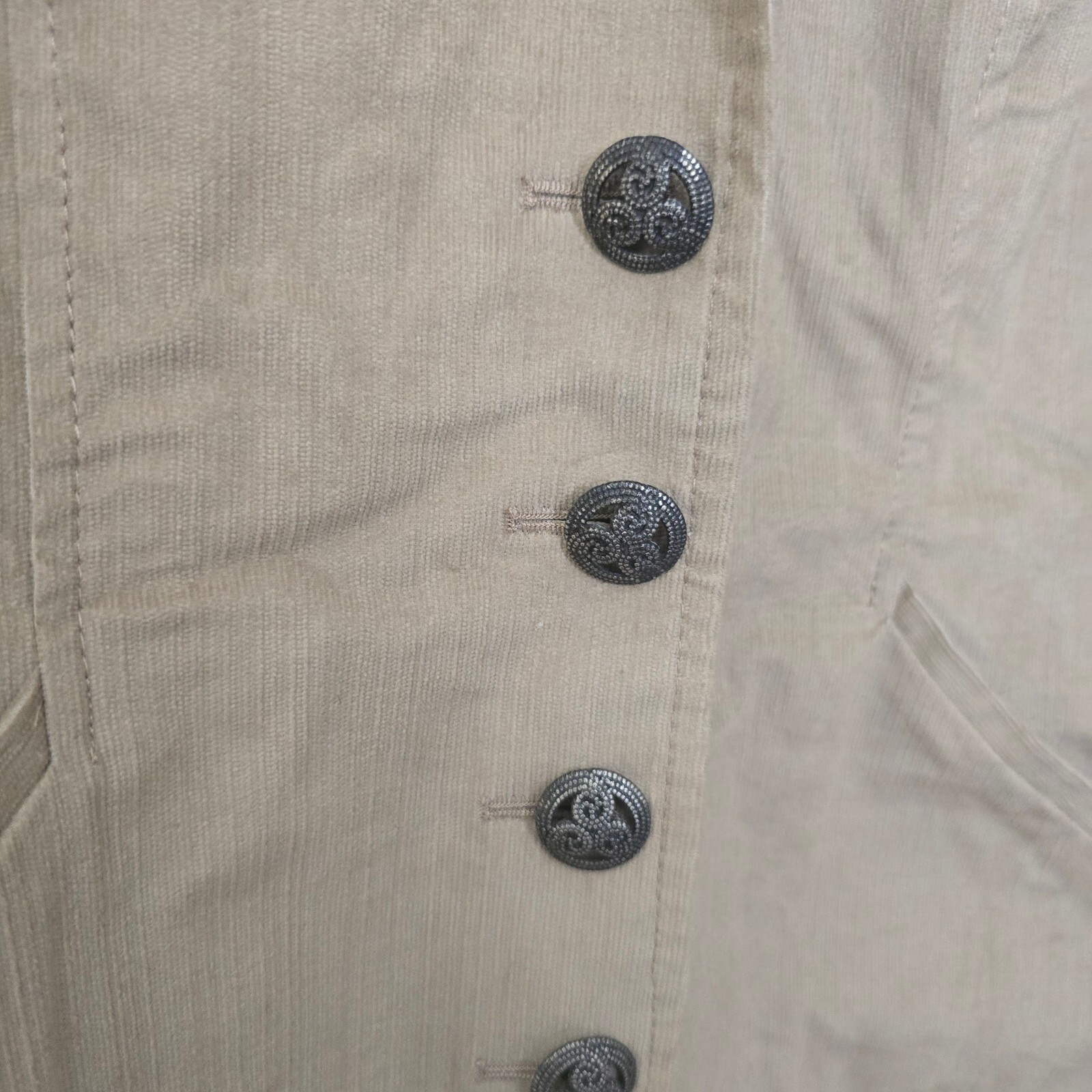 Per Una Tan Corduroy Button-Up Coat Jacket Size 18 image 5