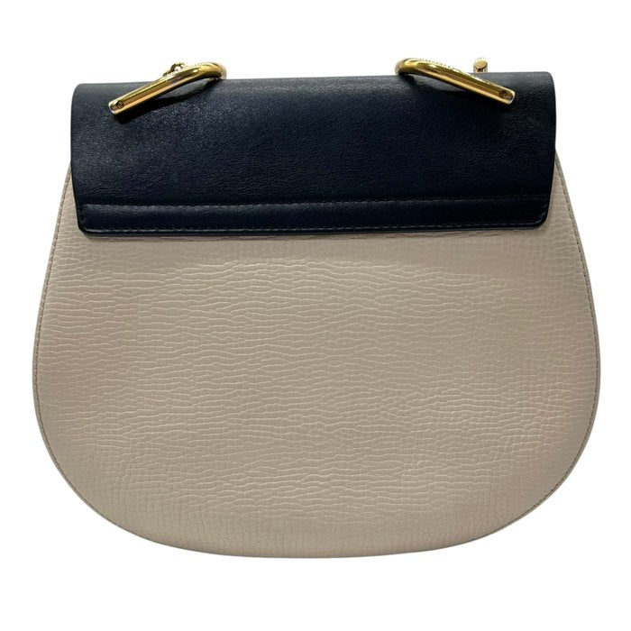 Chloé Drew Shoulder Bag – Ivory & Navy Leather, Gold Plated Hardware image 3