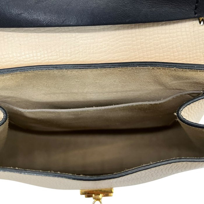 Chloé Drew Shoulder Bag – Ivory & Navy Leather, Gold Plated Hardware image 9